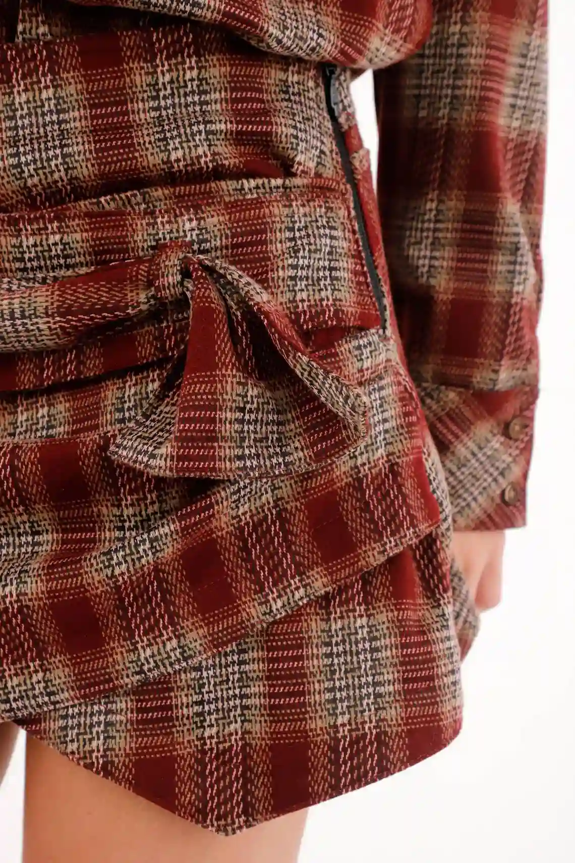 Red Checkered Mini Skirt for Women - Image 3