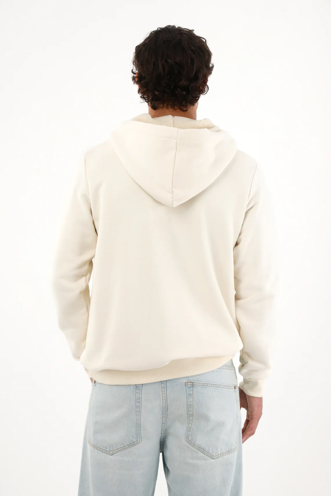 Hooded Sweatshirt Lined with Cream Sherpa for Men - Image 6