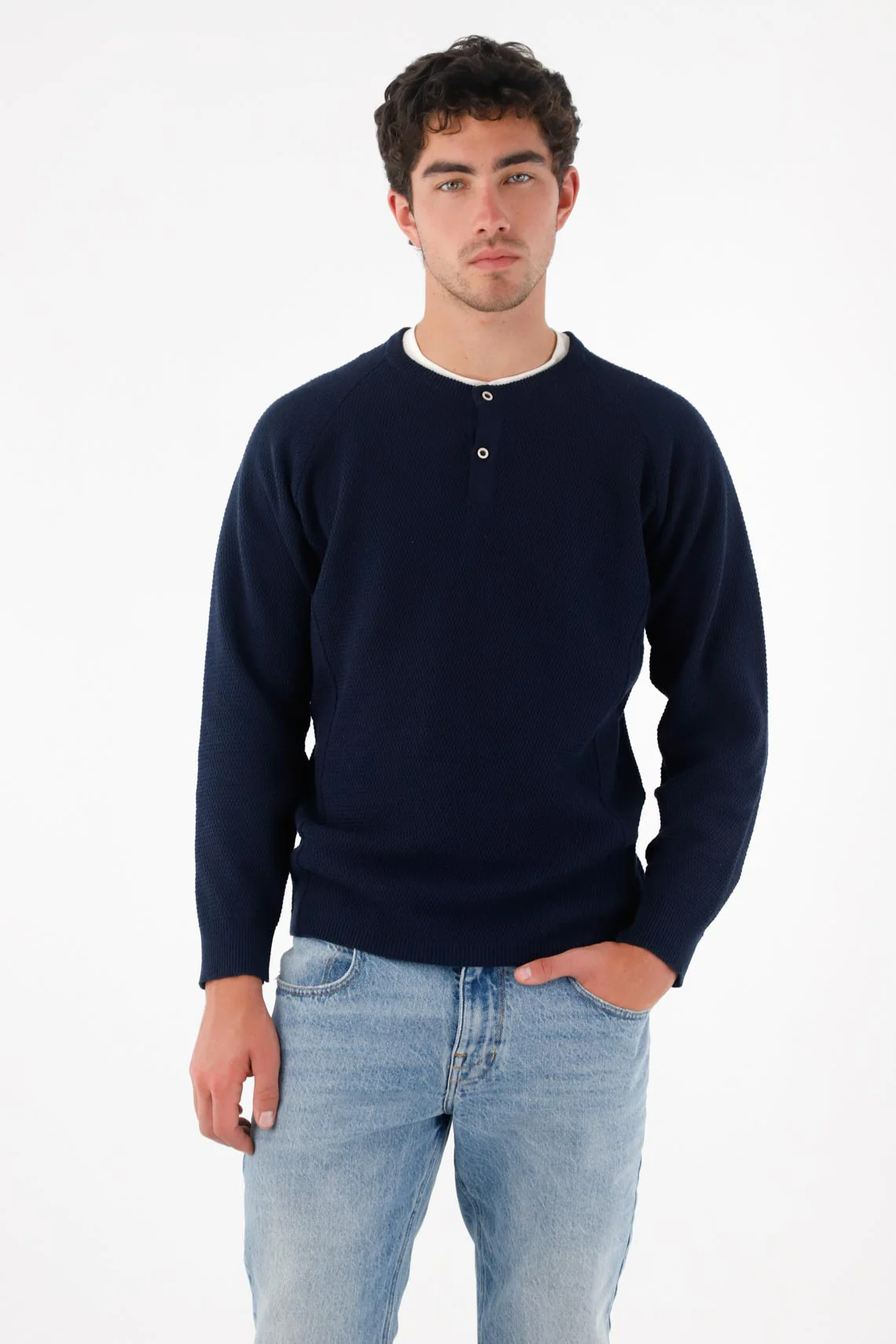 Button-Up Sweatshirt in Blue for Men - Image 2