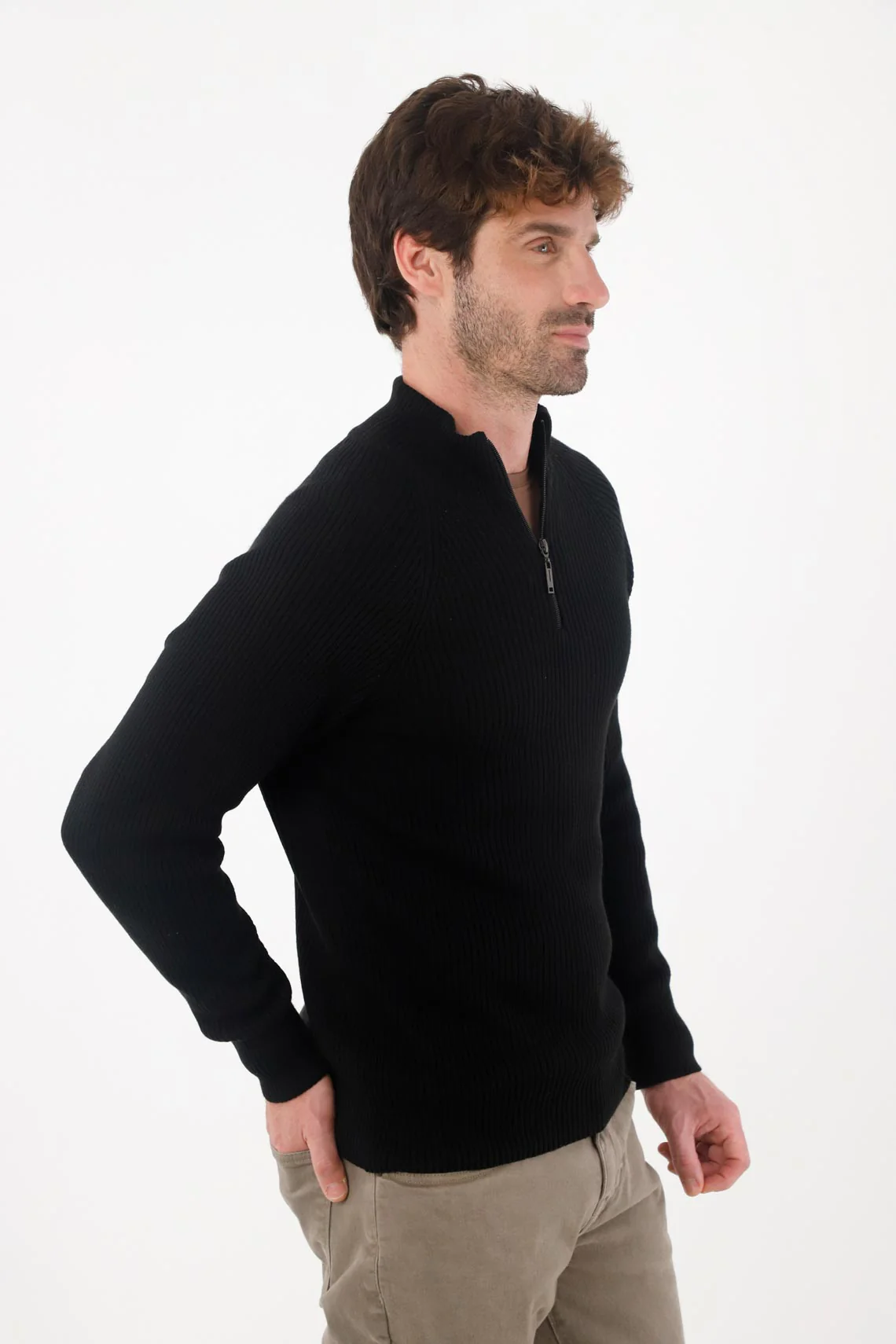 Black Turtleneck Sweatshirt for Men - Image 4