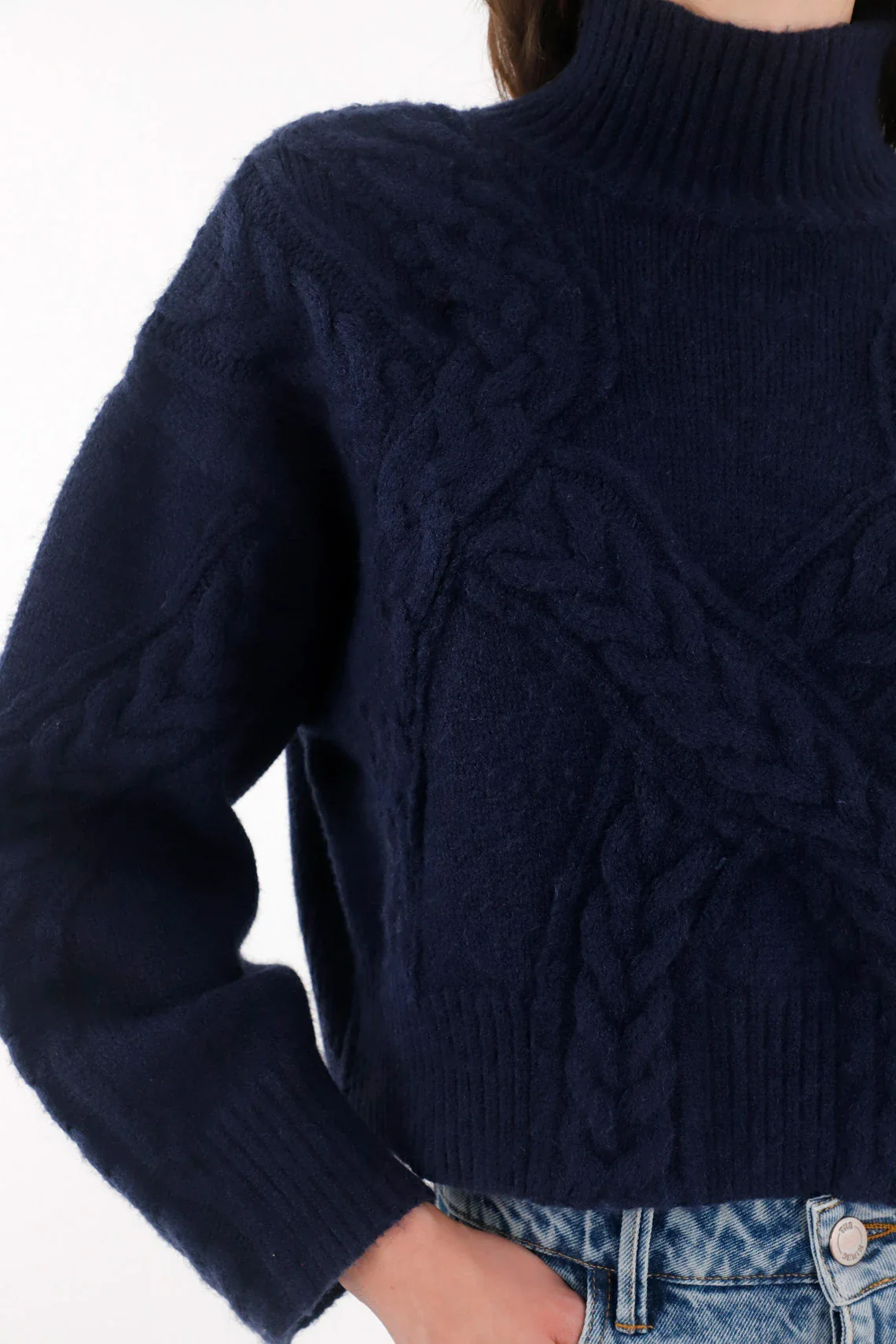 Closed Knit Sweatshirt in Blue for Women - Image 3
