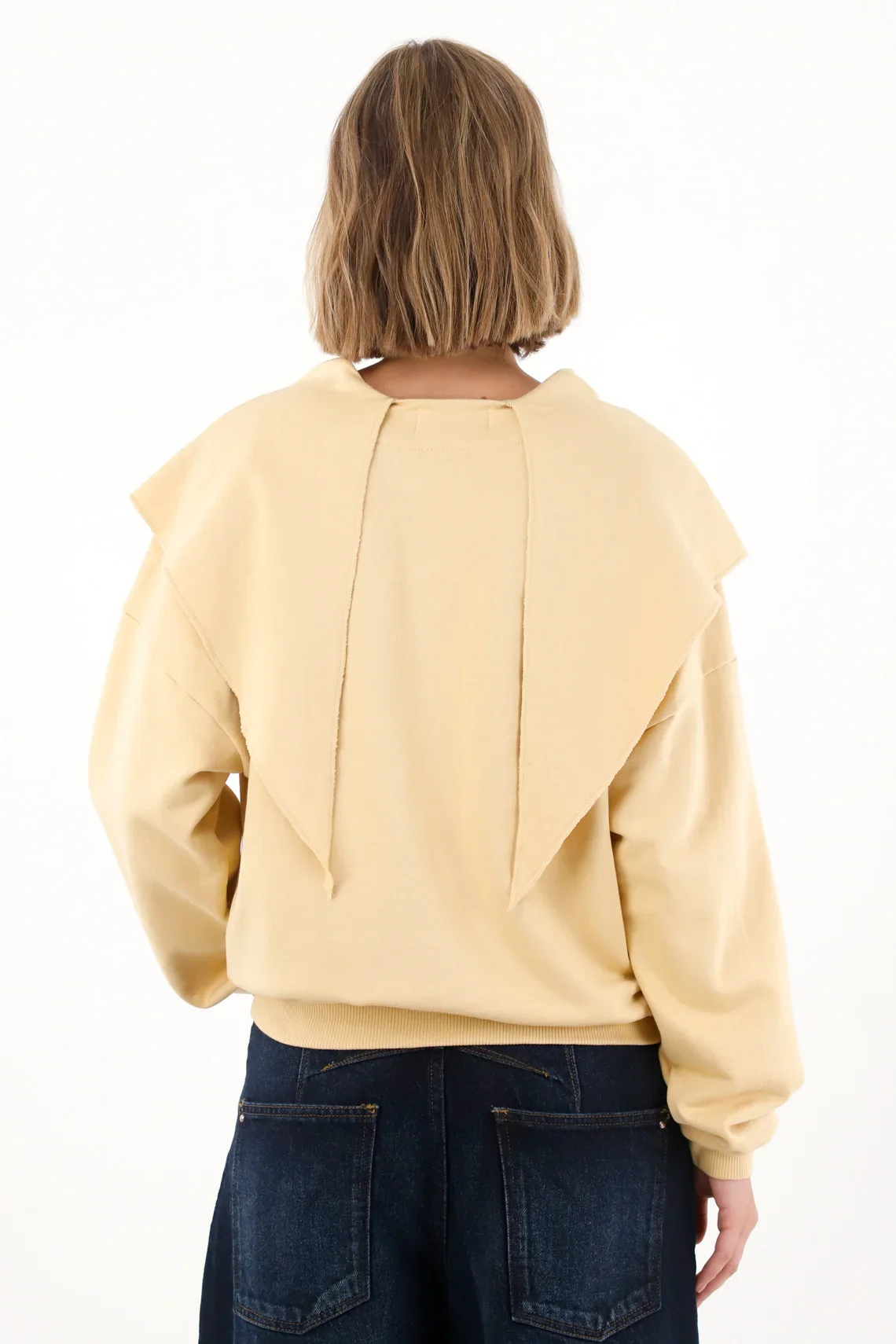 Sweatshirt with draped collar in brown for Women - Image 5