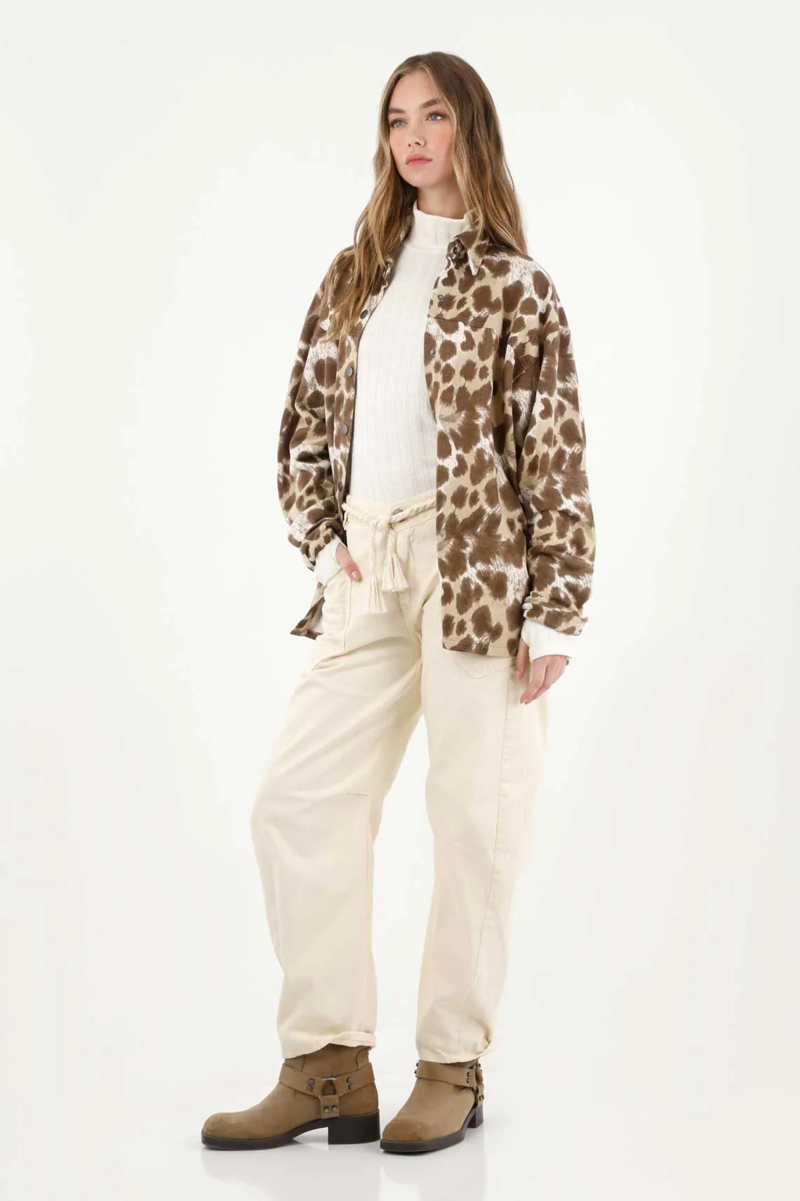 Sweatshirt in raw fabric with animal print for women - Image 2