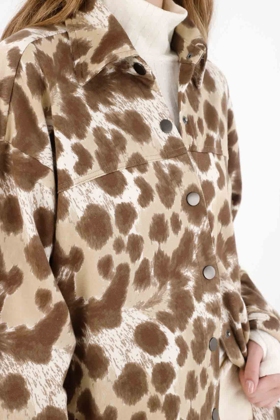 Sweatshirt in raw fabric with animal print for women - Image 3