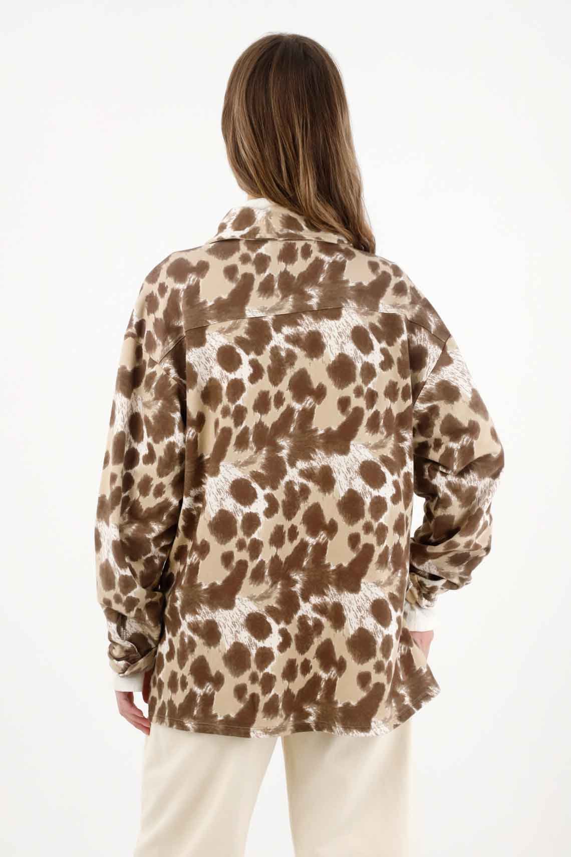 Sweatshirt in raw fabric with animal print for women - Image 4