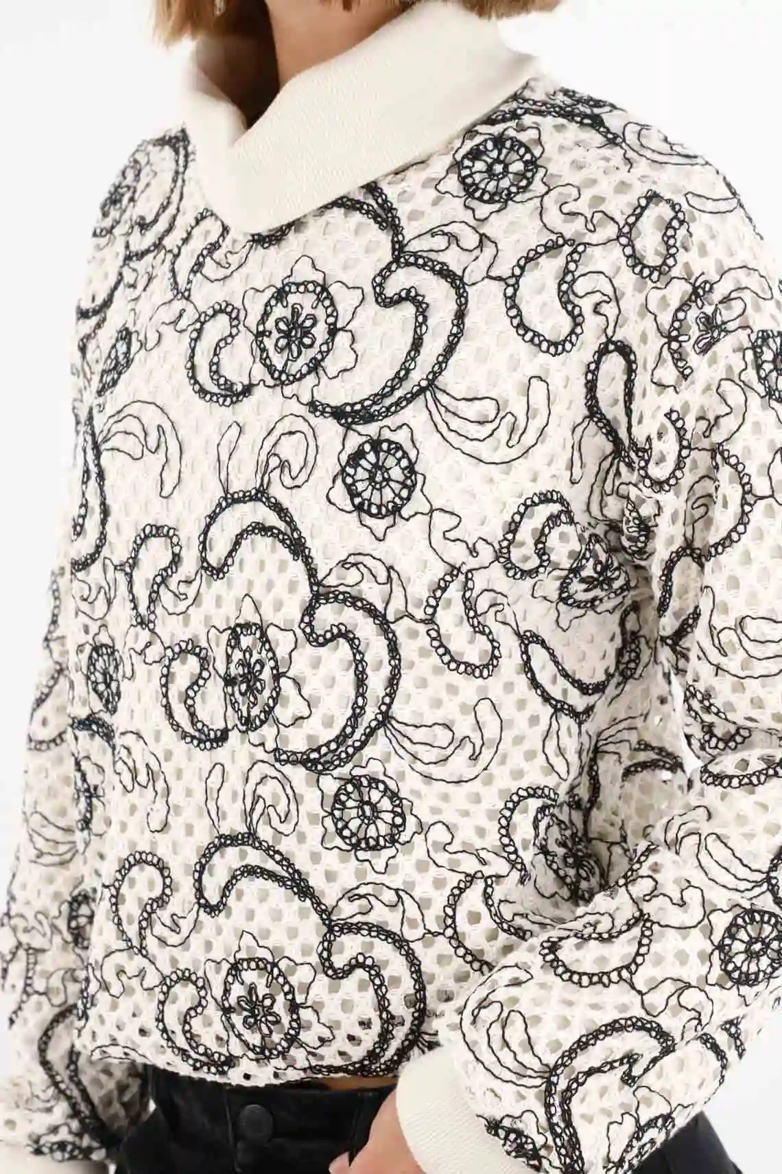 Embroidered Sweatshirt with Paisley Design for Women - Image 4