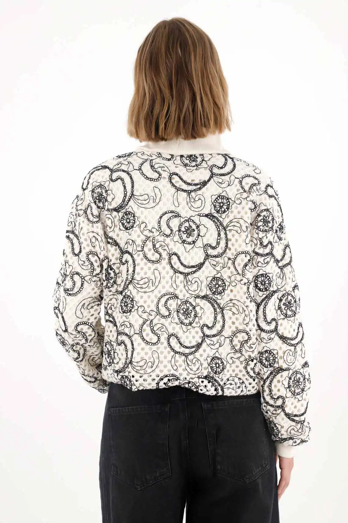 Embroidered Sweatshirt with Paisley Design for Women - Image 6