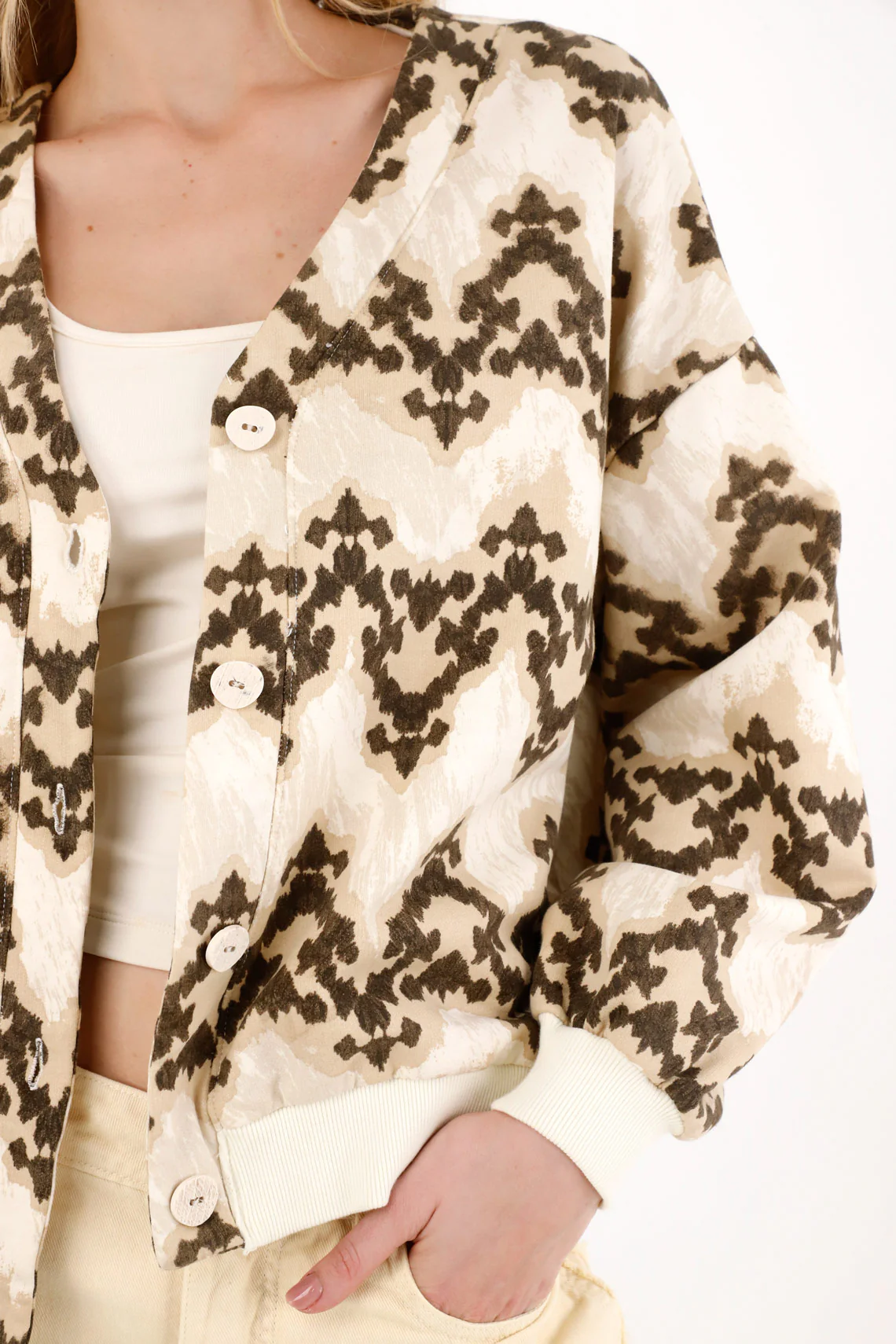Printed cardigan sweatshirt for women - Image 4