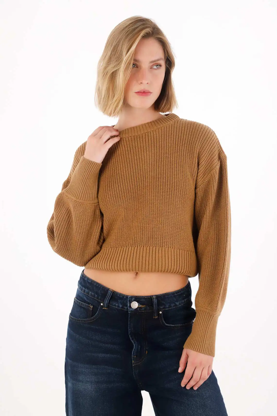 Wide Knit Sweatshirt in Brown for Women - Image 3