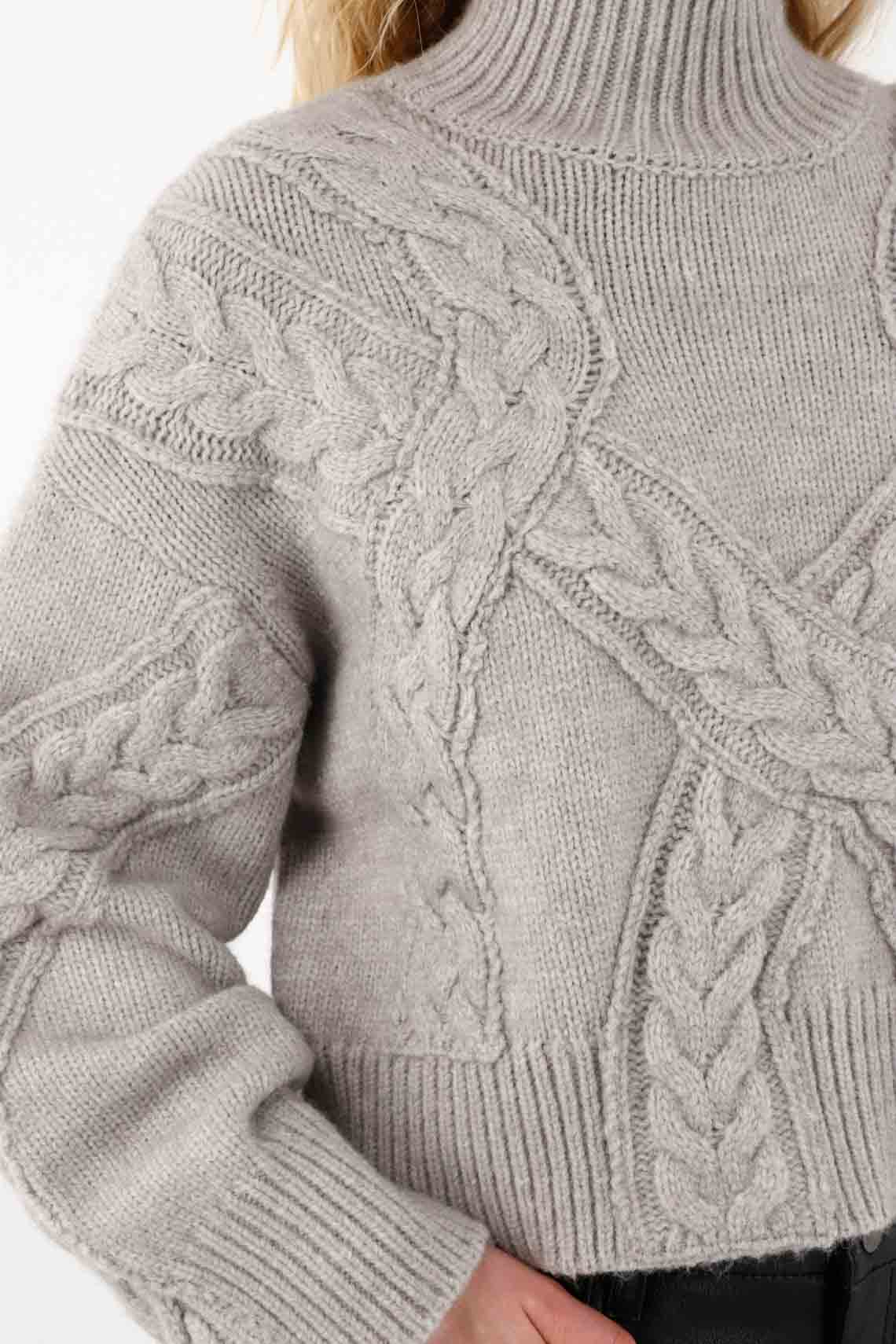 Sweatshirt with Braided Knit in Gray for Women - Image 4