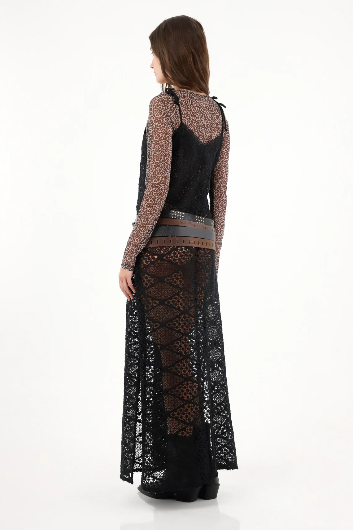 Women's Strappy Lace Black Dress - Image 4