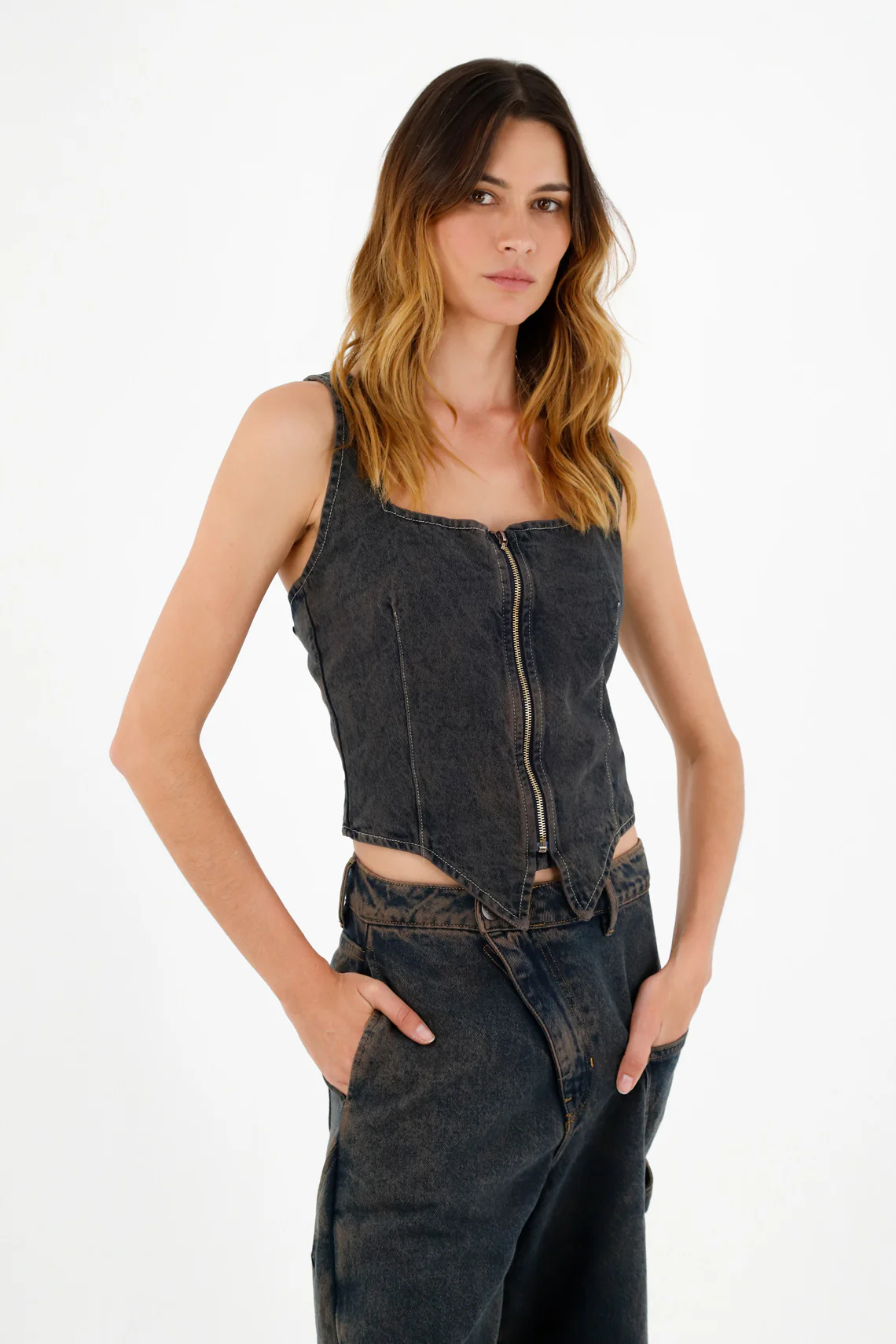 Women's Blue Zip-Up Vest - Image 3