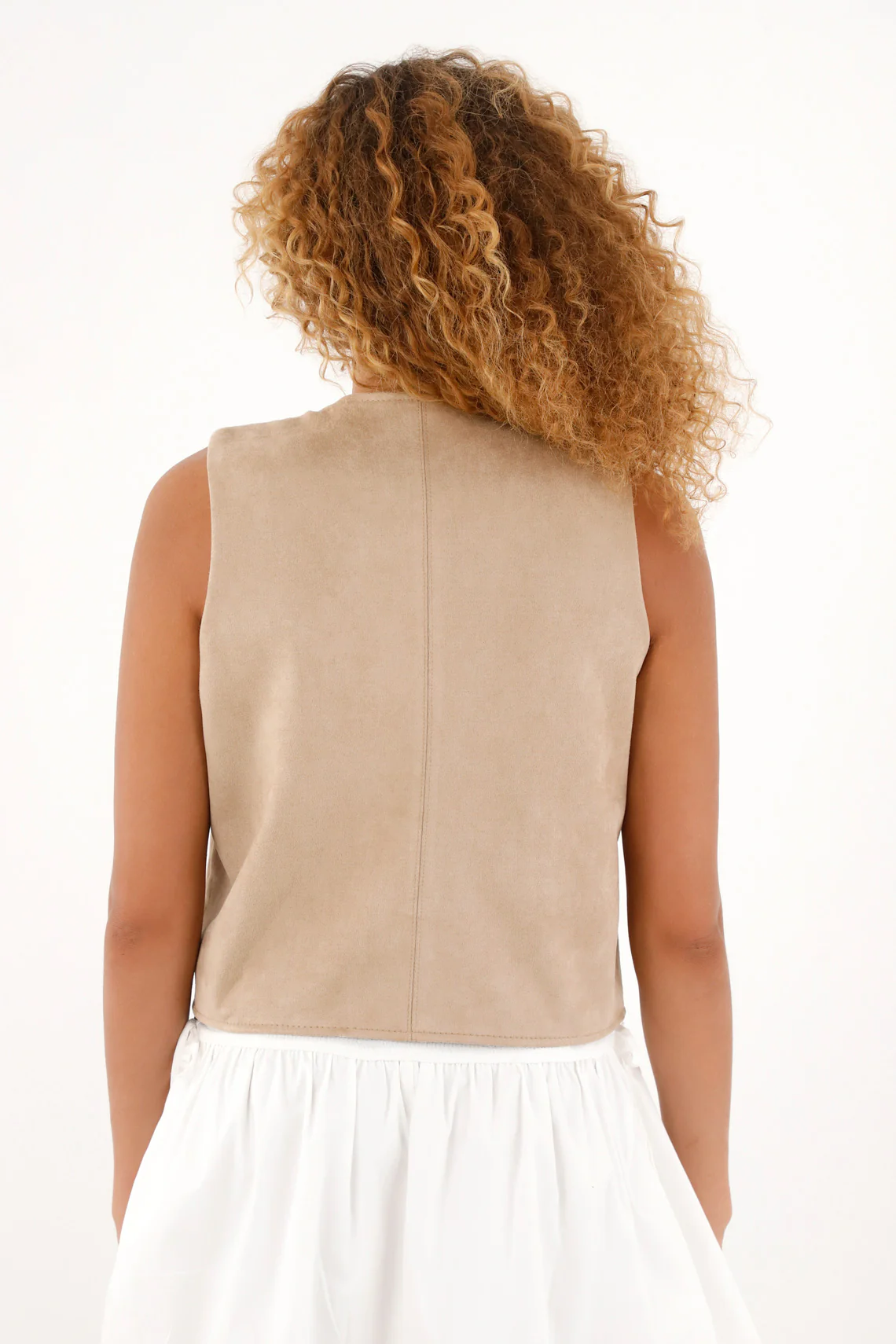 Women's suede vest with fringe and shearling - Image 4