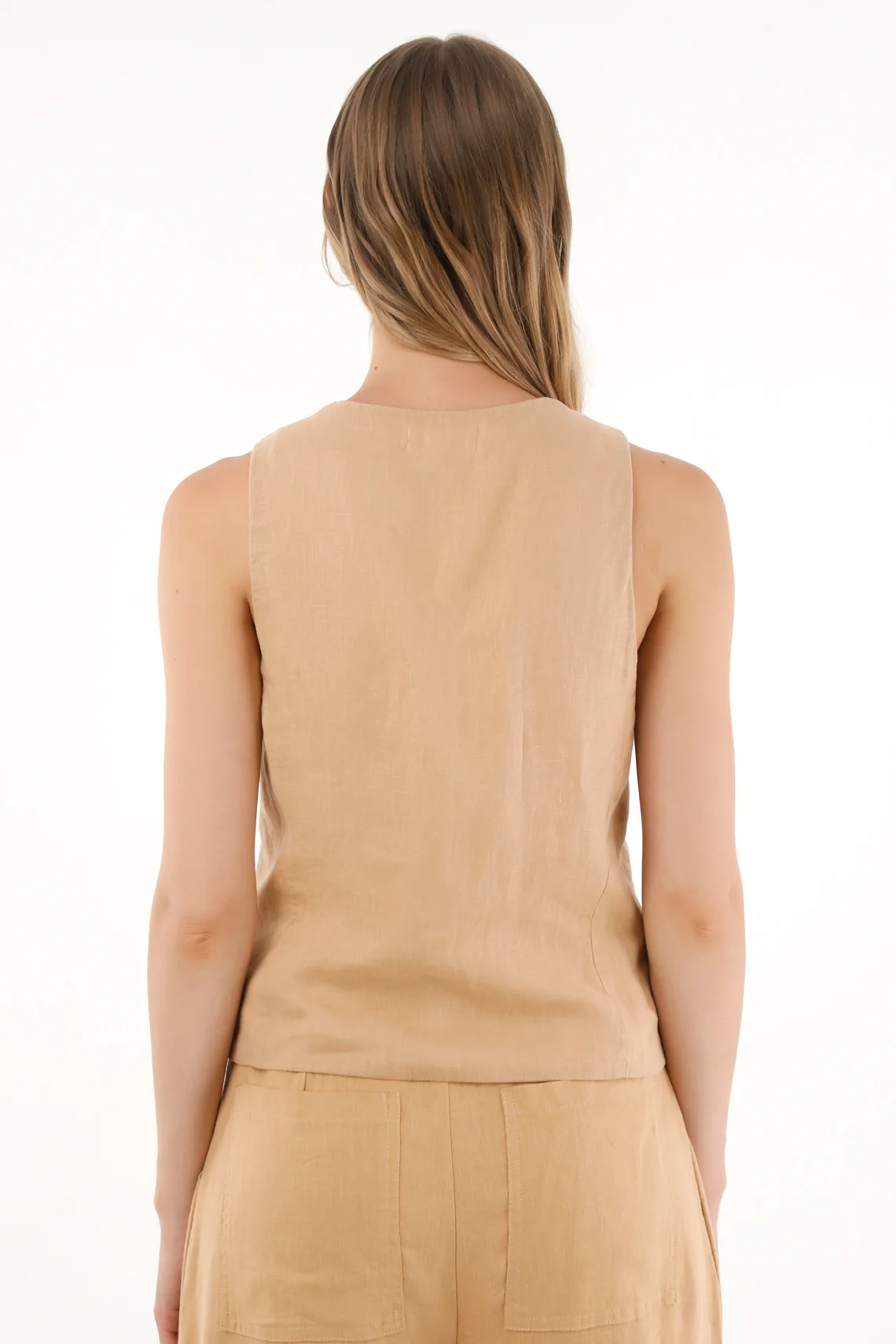 Women's 100% Linen Coffee Vest - Image 4