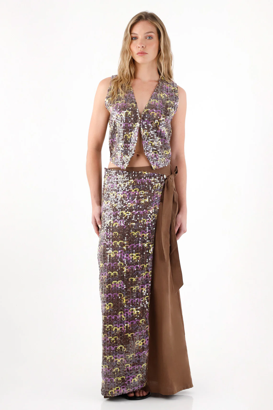 Women's Brown Sequin Vest - Image 2