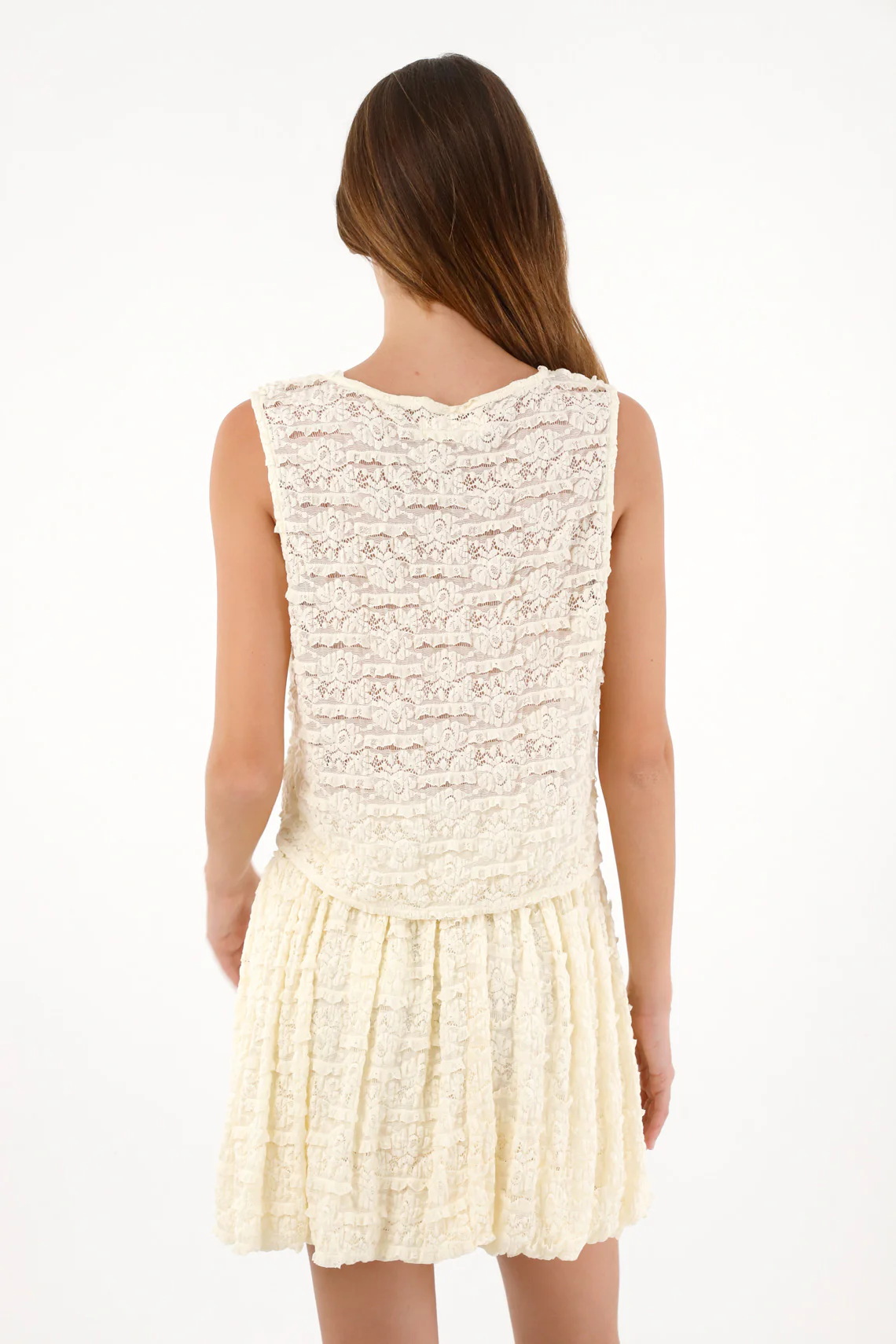 Women's Textured and Transparent Cream Vest - Image 4