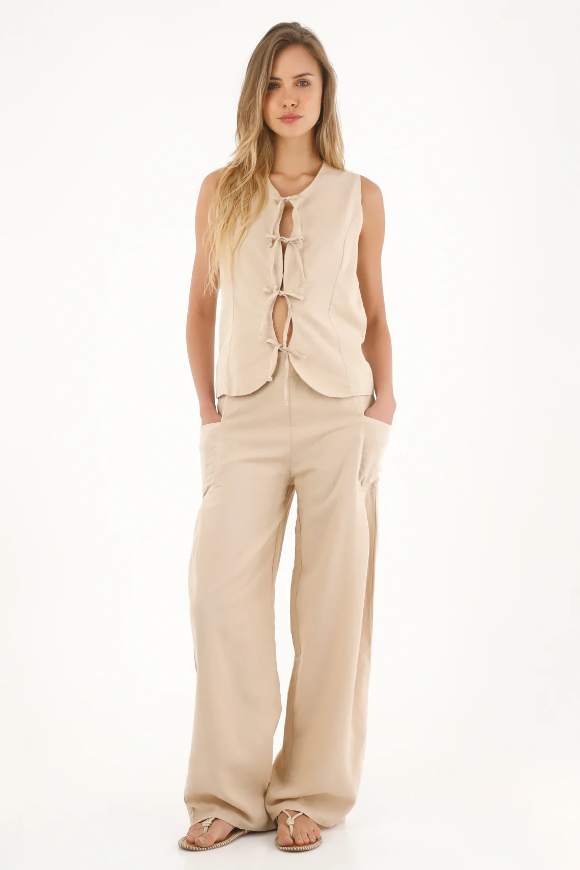 Women's Front Tie Brown Vest
