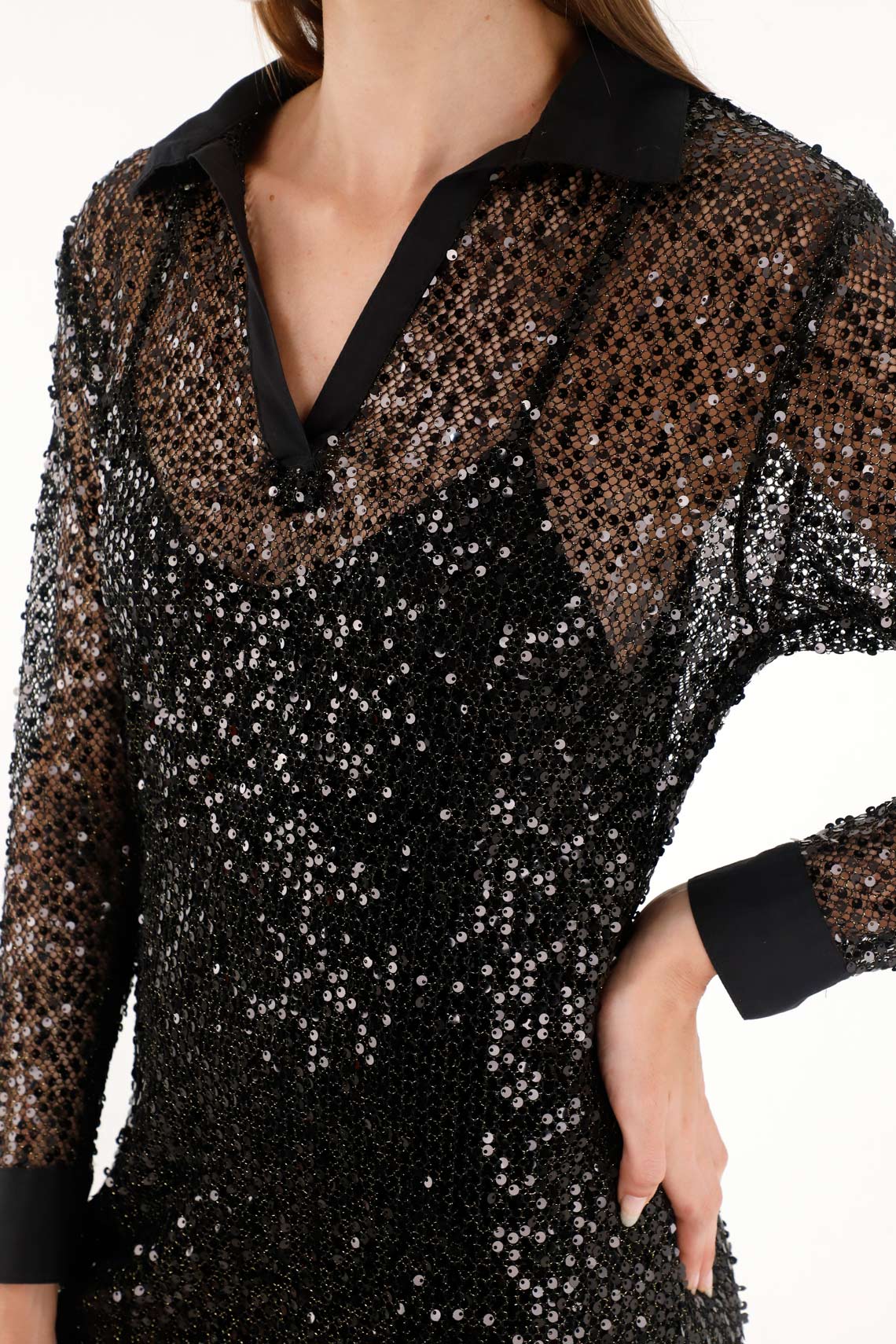 Women's Sheer and Shiny Dress - Image 3