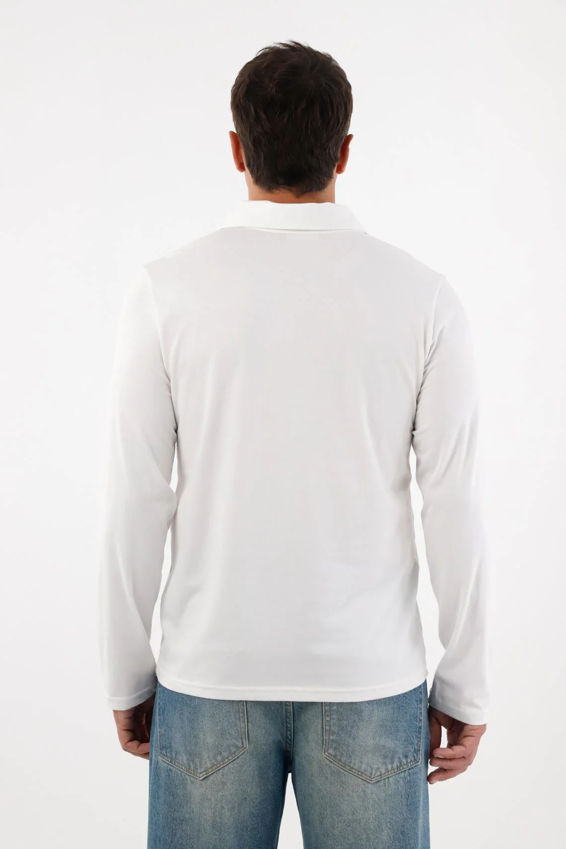 White Polo Collar T-Shirt for Men - Image 4