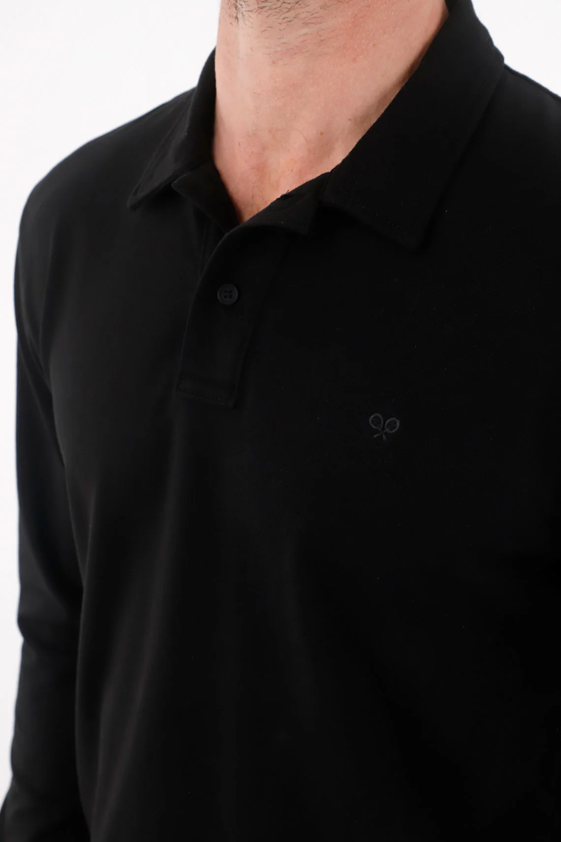 Black long sleeve polo for men - Image 2
