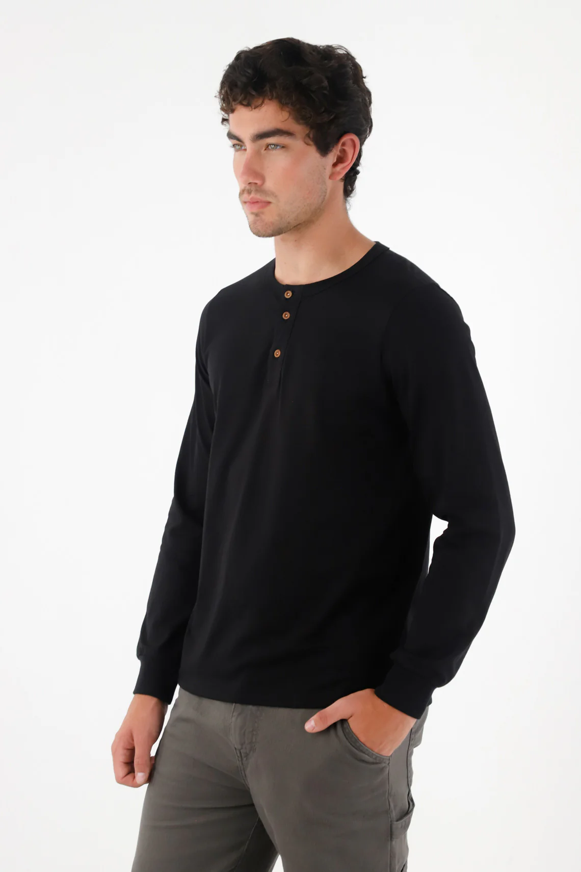 Black Long Sleeve T-Shirt for Men - Image 2