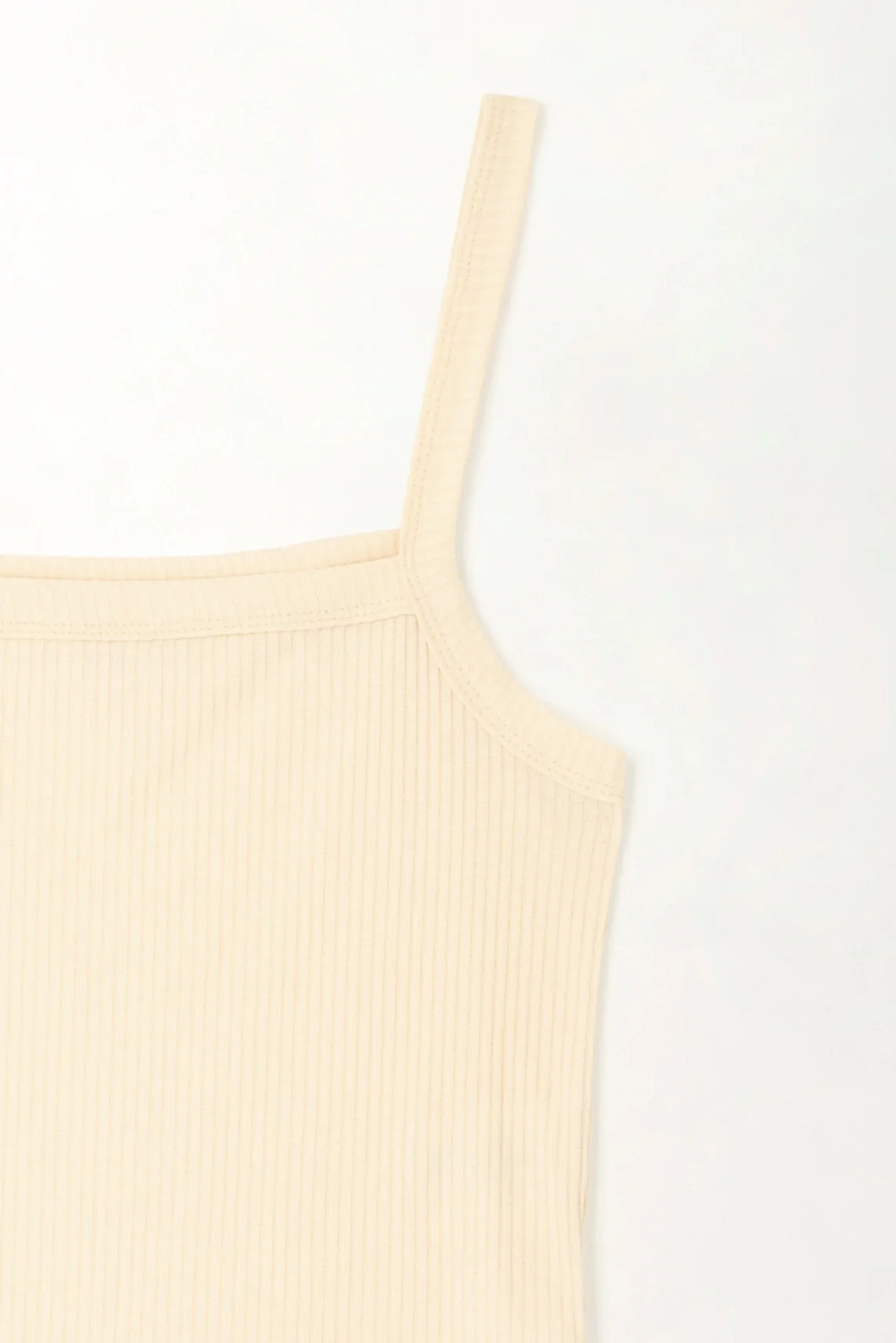 Cream Ribbed T-Shirt for Women - Image 4