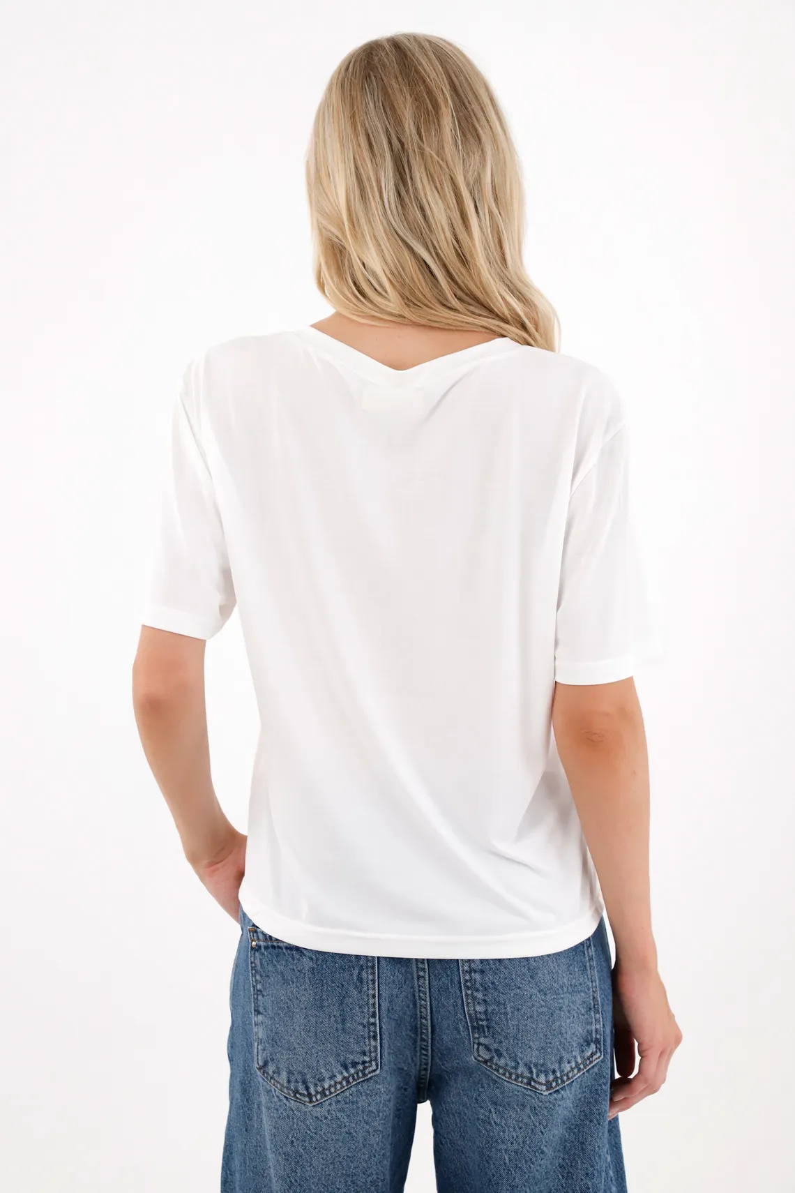 Off-White V-Neck T-Shirt for Women - Image 3