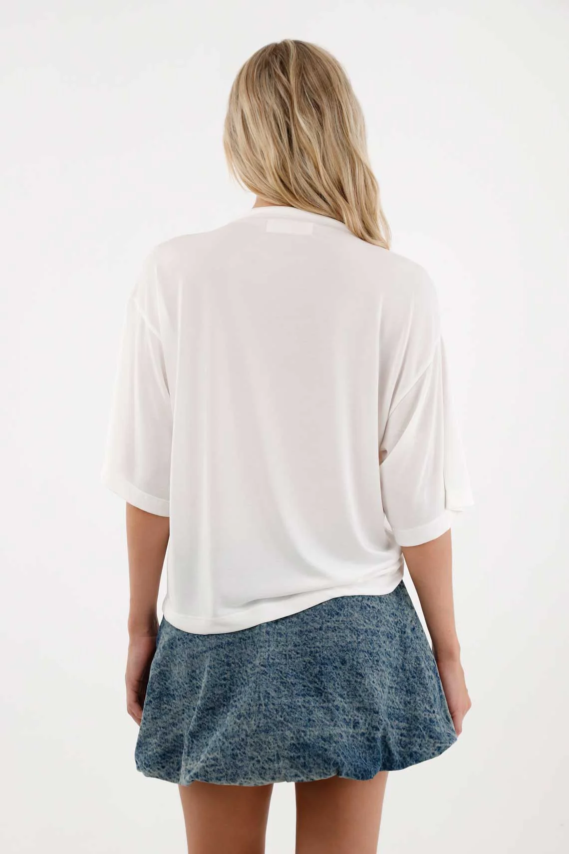Cream High Neck T-Shirt for Women - Image 4