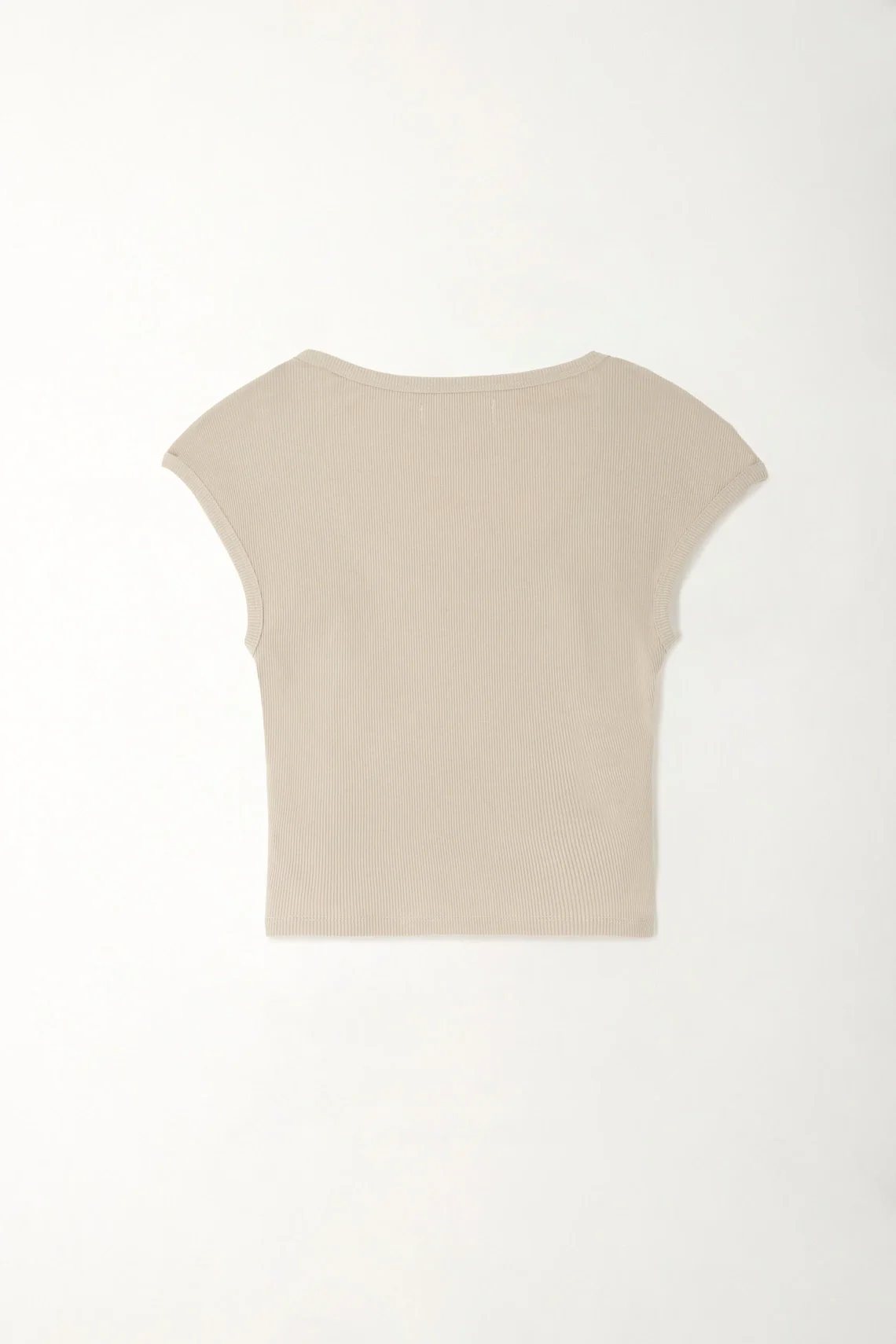 Deep V-Neck T-Shirt in Sand Rib for Women - Image 3