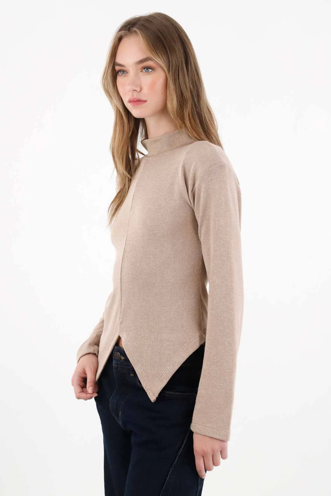 Off-white turtleneck T-shirt for women - Image 2