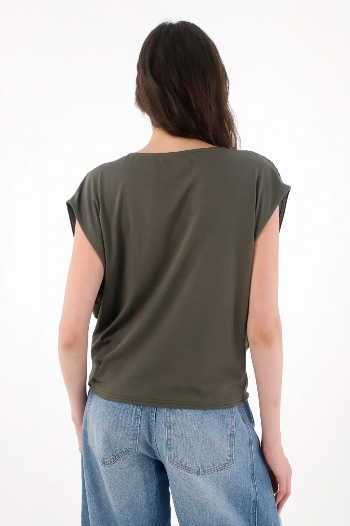Gray Draped T-Shirt for Women - Image 4