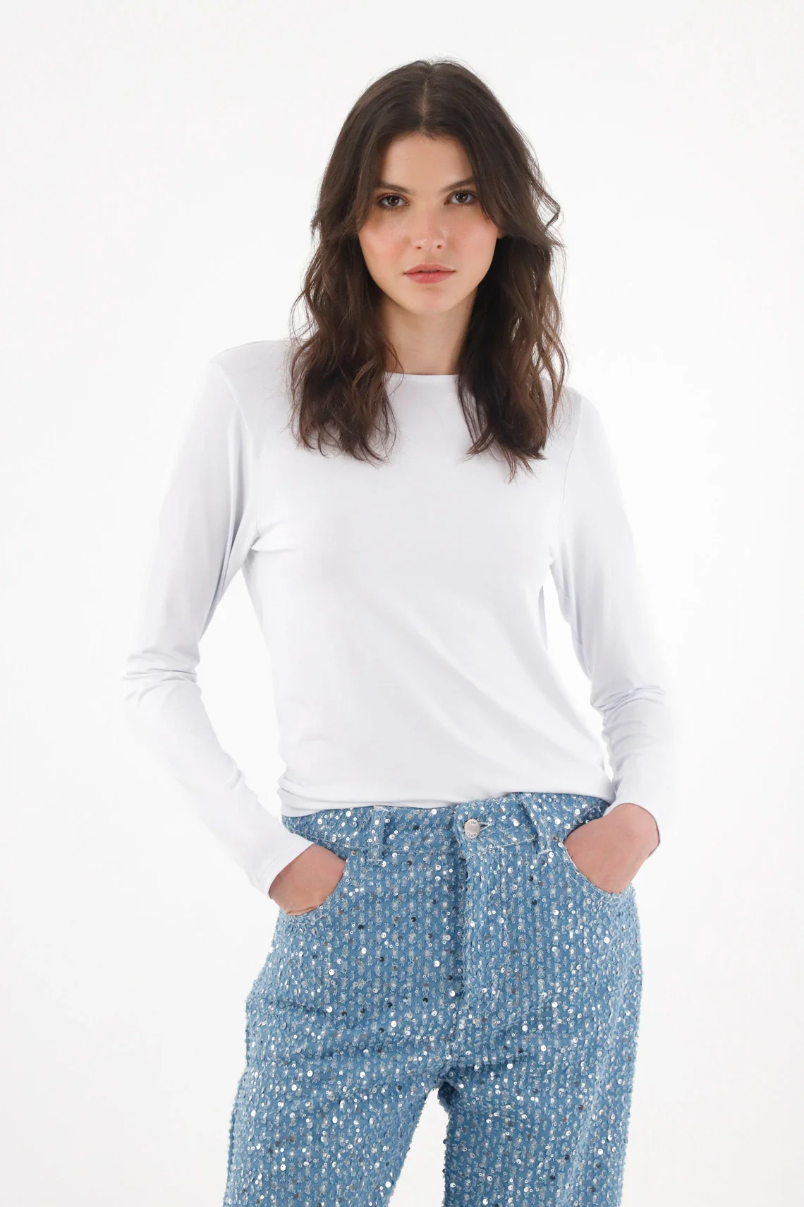 White Draped T-Shirt for Women