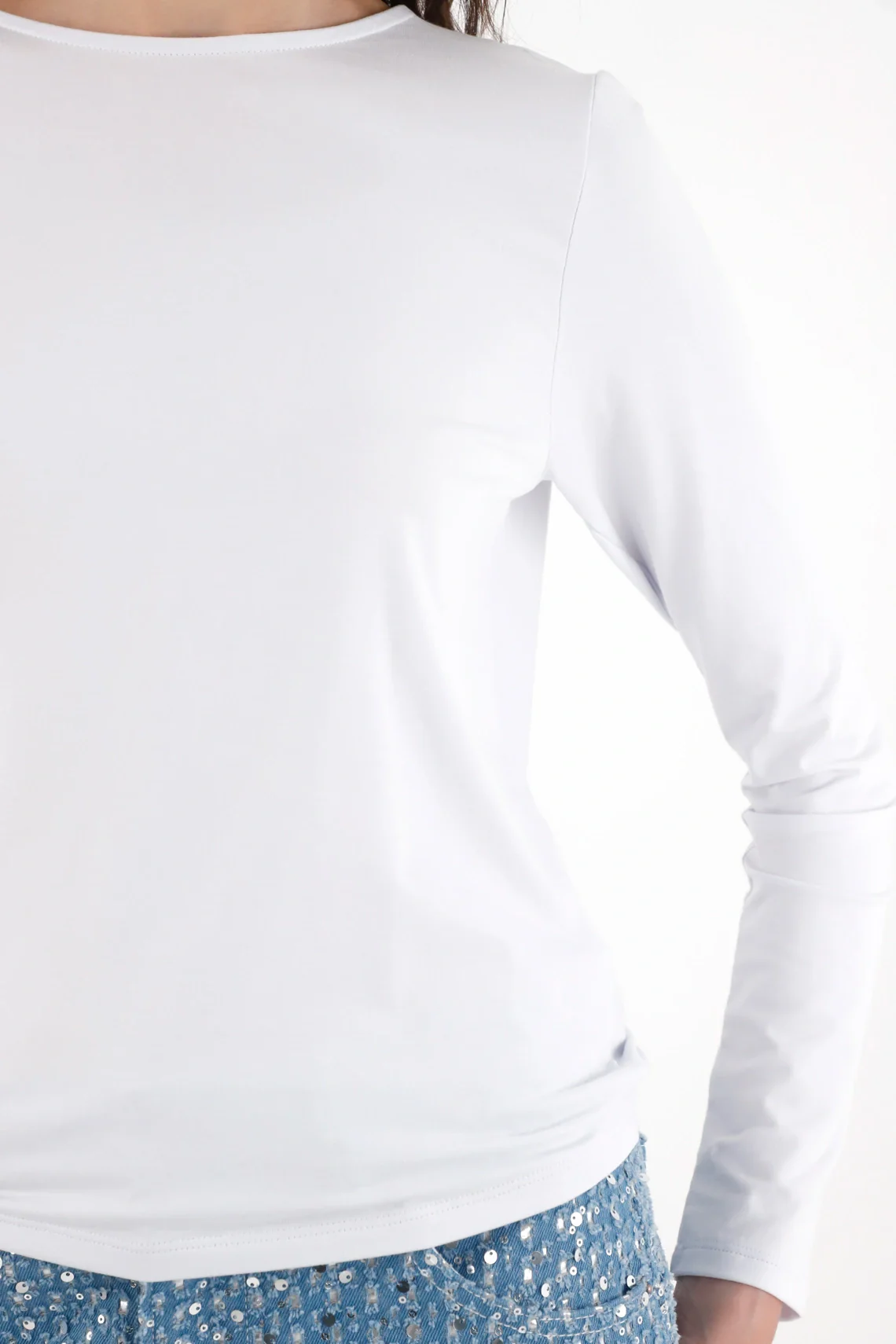 White Draped T-Shirt for Women - Image 4