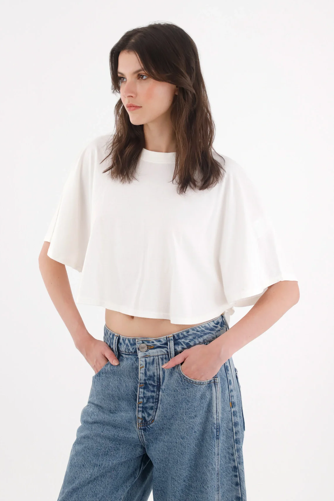 Off-White Cape Style T-Shirt for Women