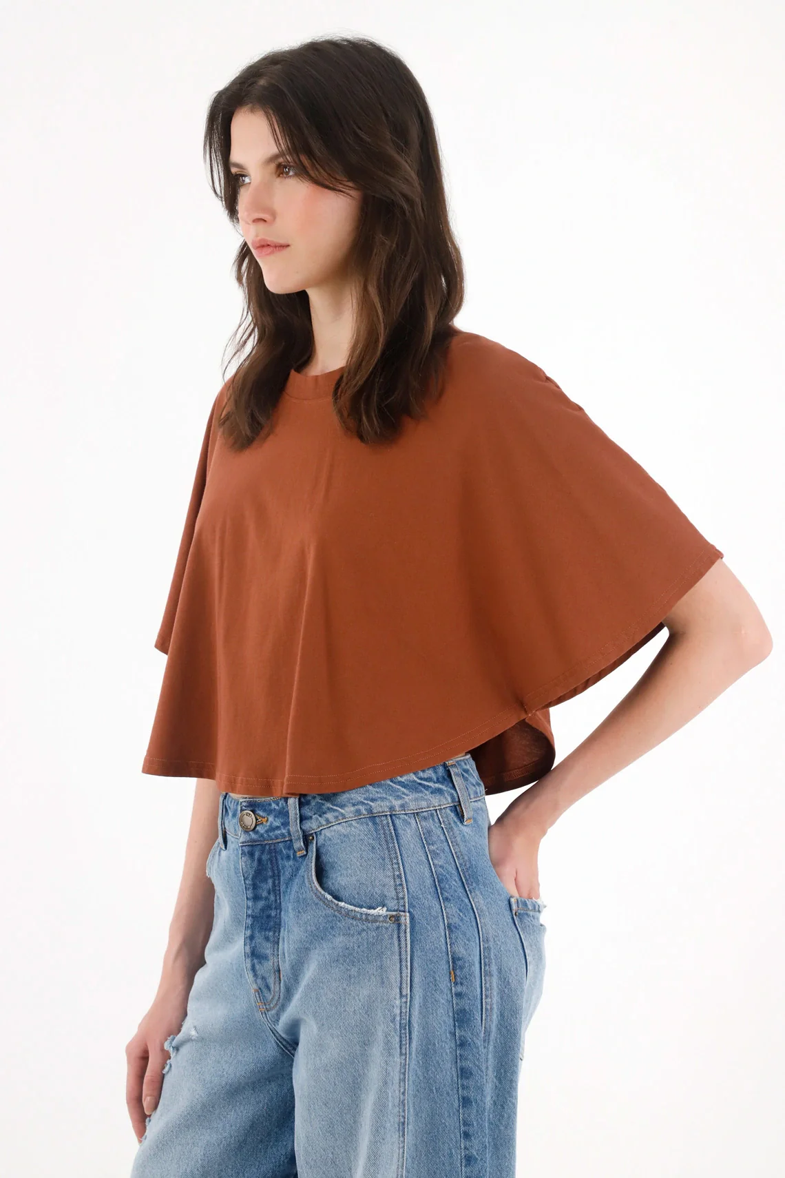 Brown Cape T-Shirt for Women - Image 2