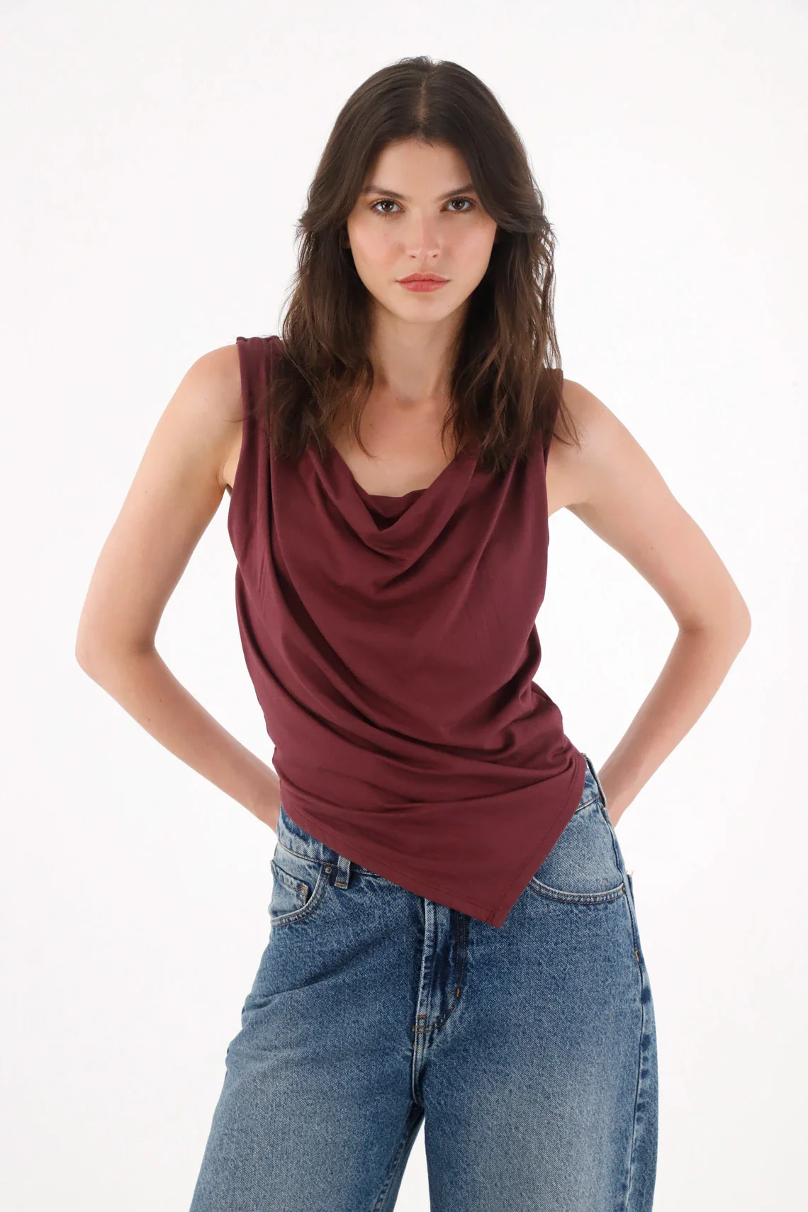 Wine Draped T-Shirt for Women