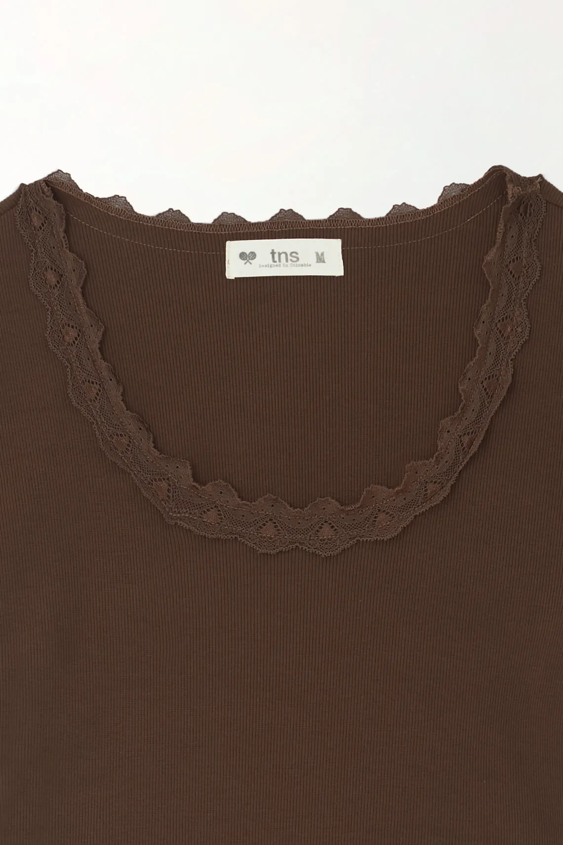 Brown Lace T-Shirt for Women - Image 2