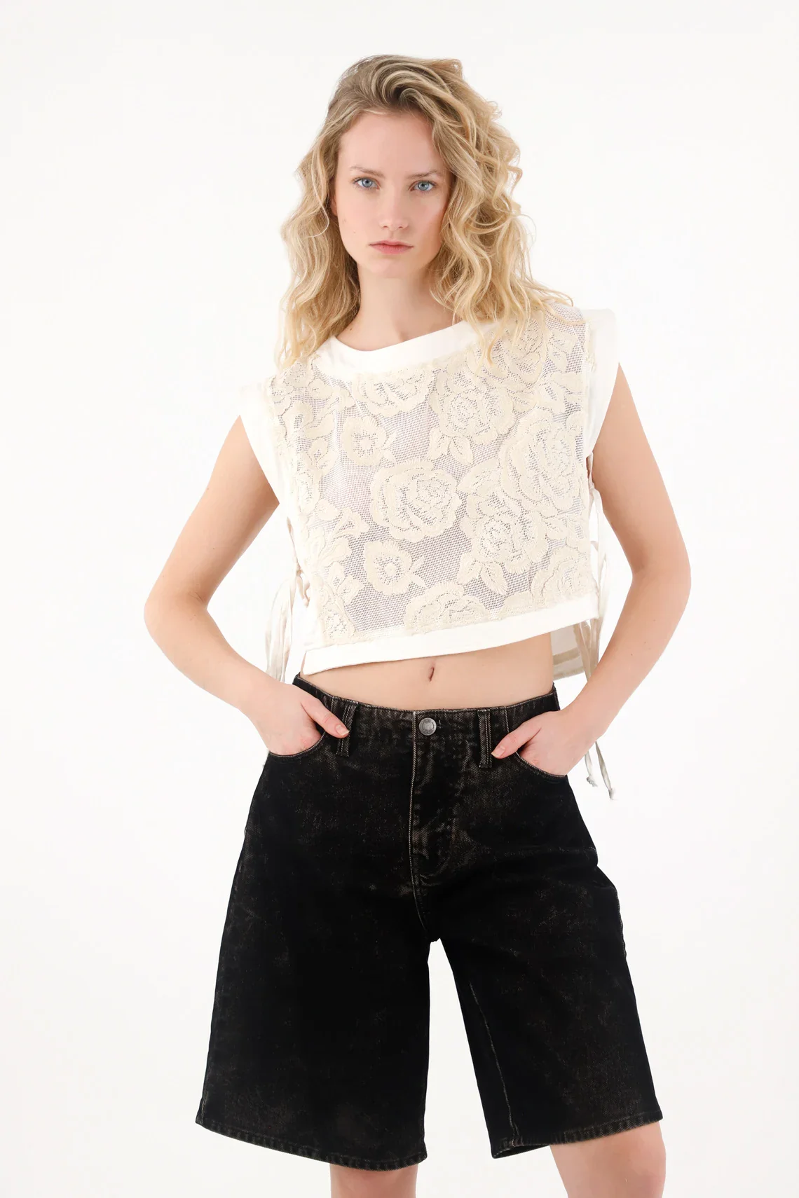 Embroidered Sheer T-Shirt for Women