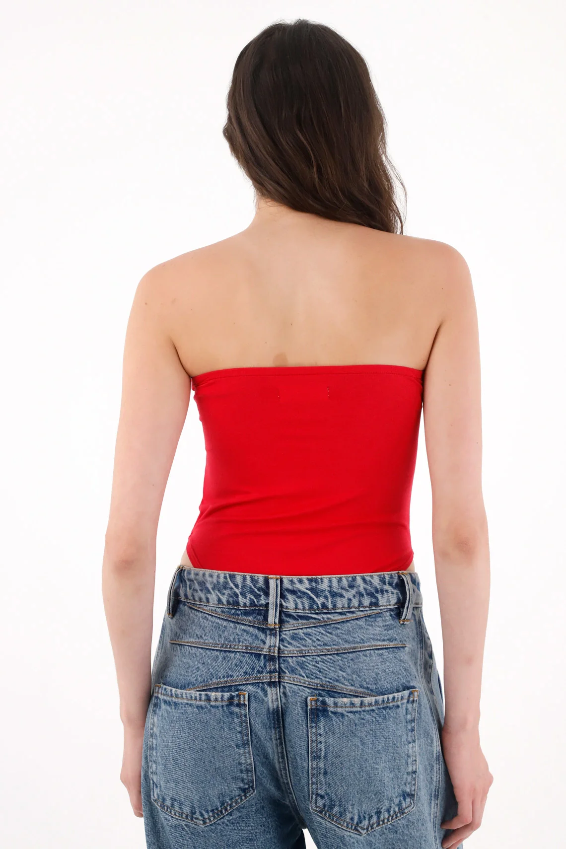 Red Strapless Bodysuit for Women - Image 4