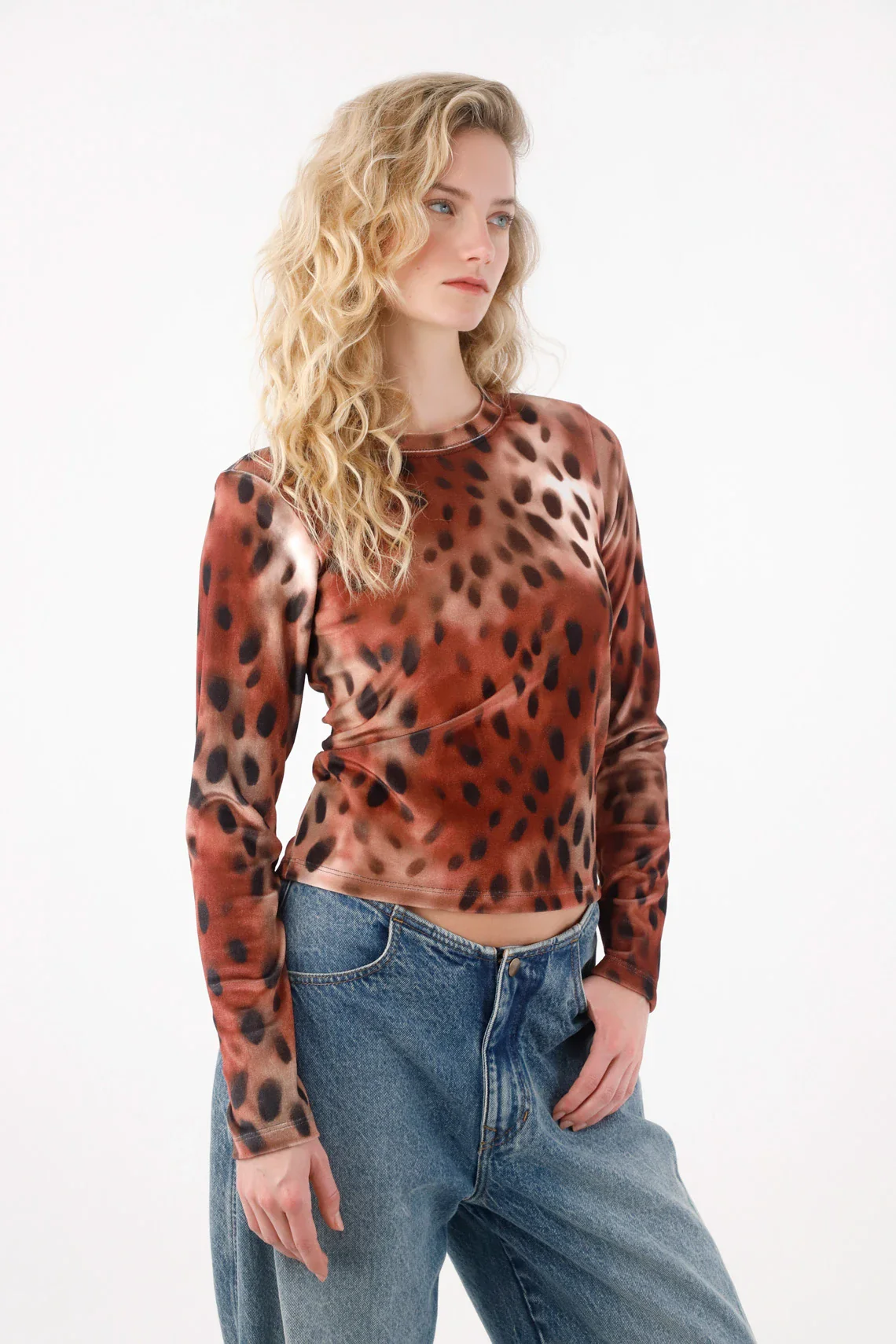 Boat Neck Brown T-Shirt for Women - Image 2