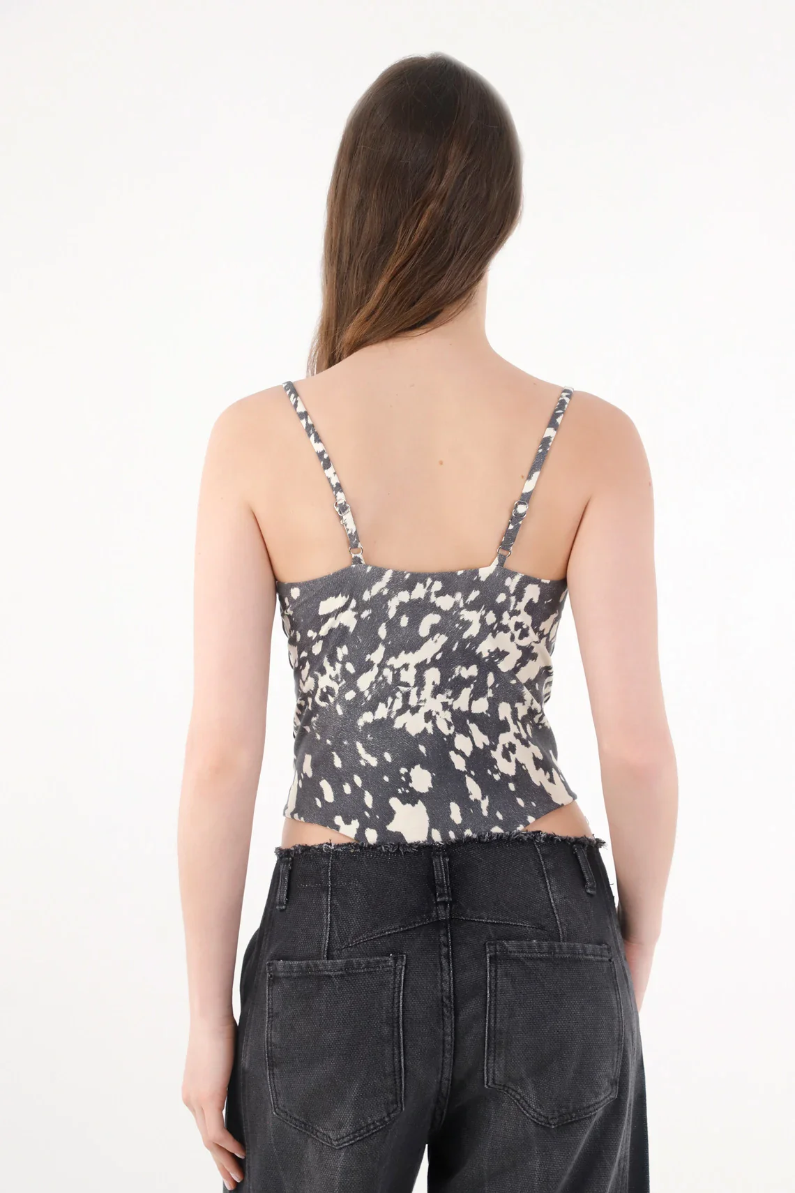 Body for women, fitted gray cotton with heart neckline - Image 4