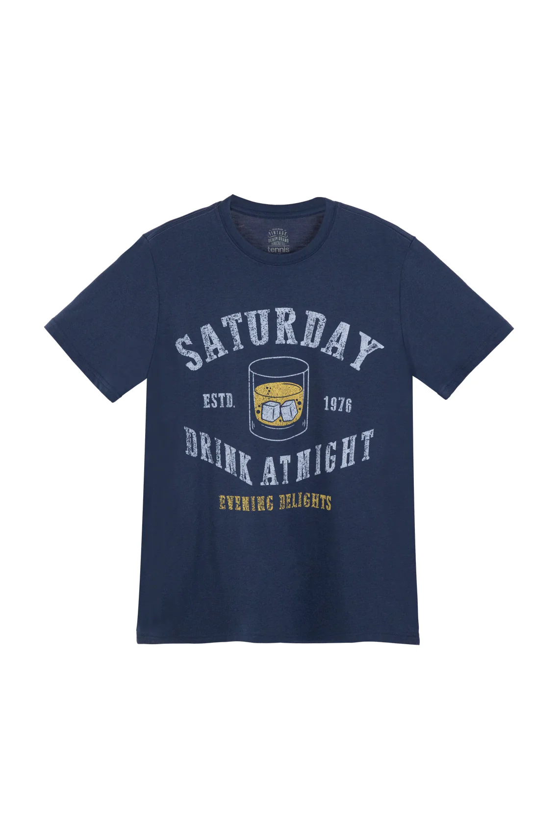 Men's Blue Front Print T-Shirt