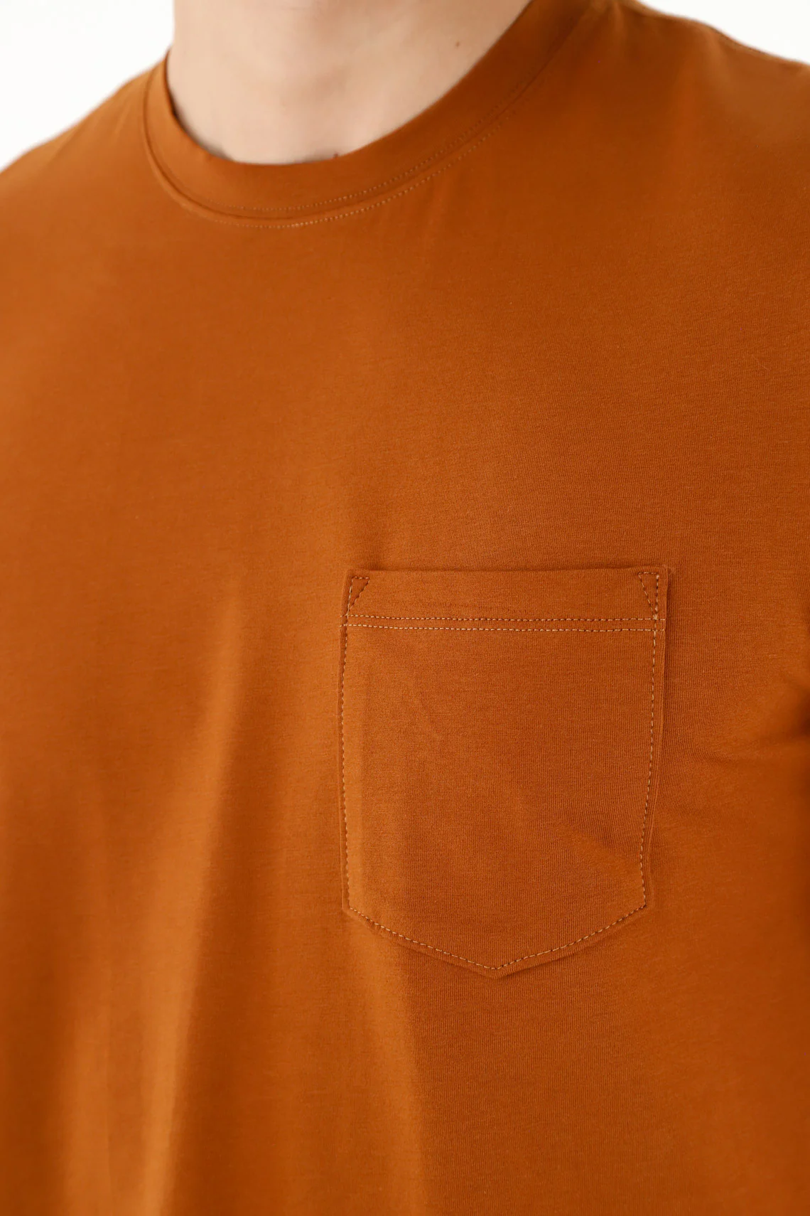 Men's Brown T-Shirt with Front Pocket - Image 3