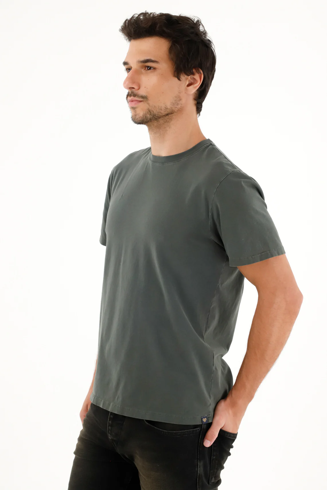 Men's Basic Green Short Sleeve T-Shirt - Image 2