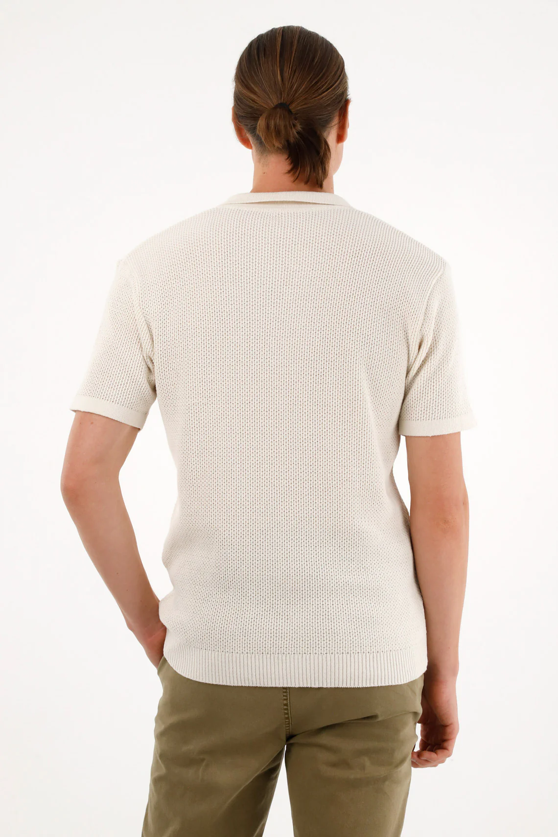 Men's cream knit t-shirt - Image 4