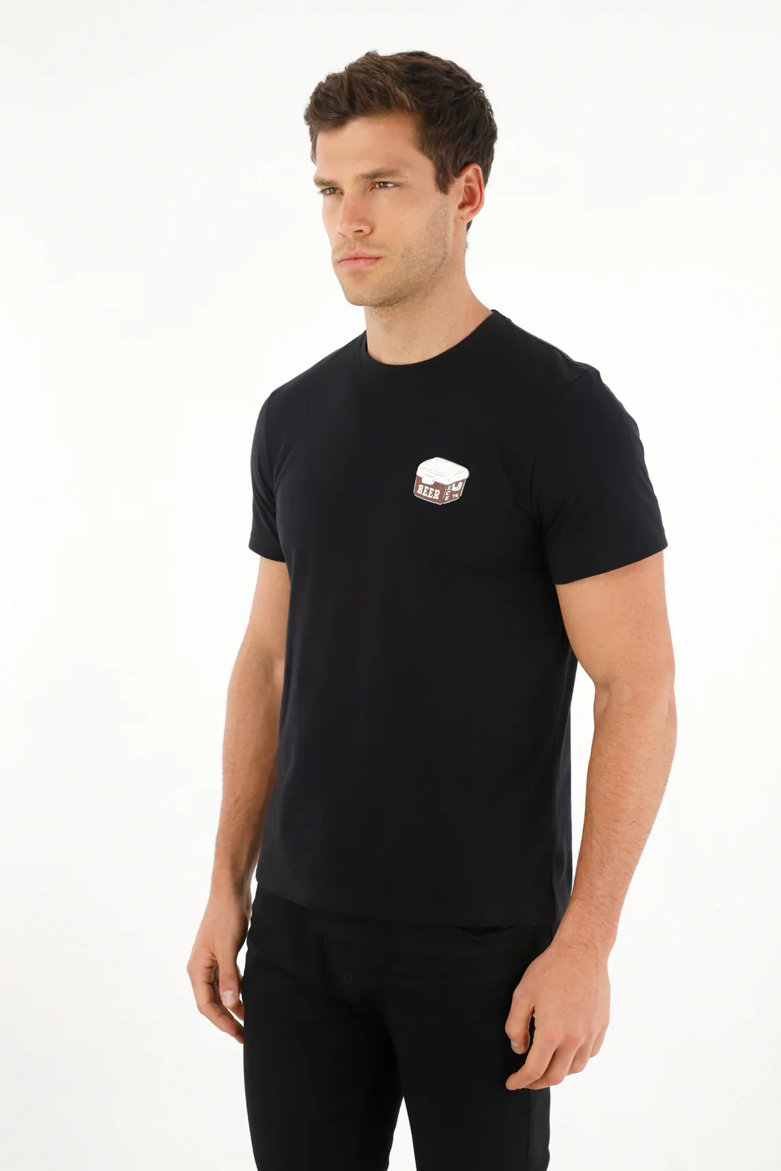 Men's Regular Fit Printed Black T-Shirt