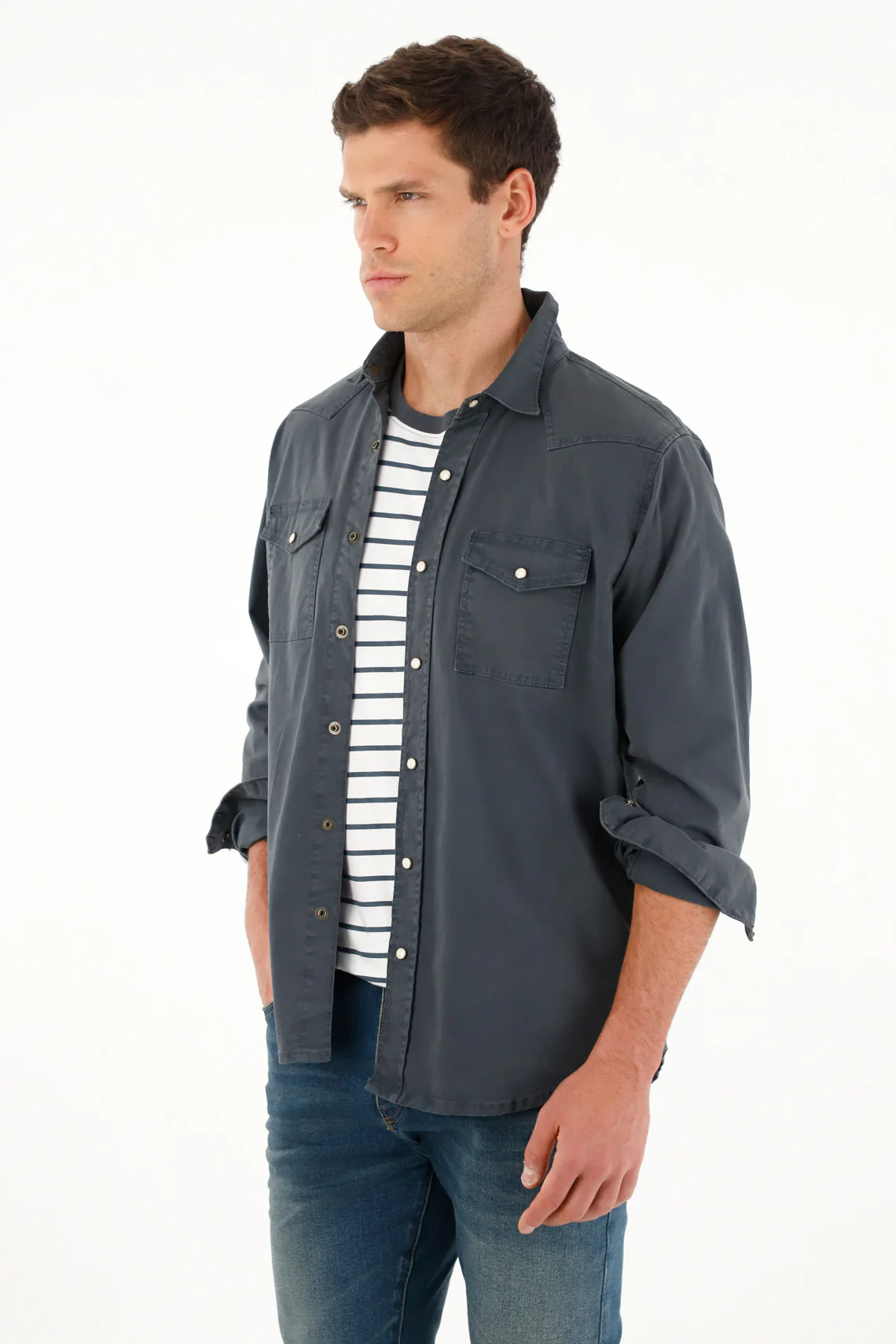 Men's cream striped t-shirt - Image 2