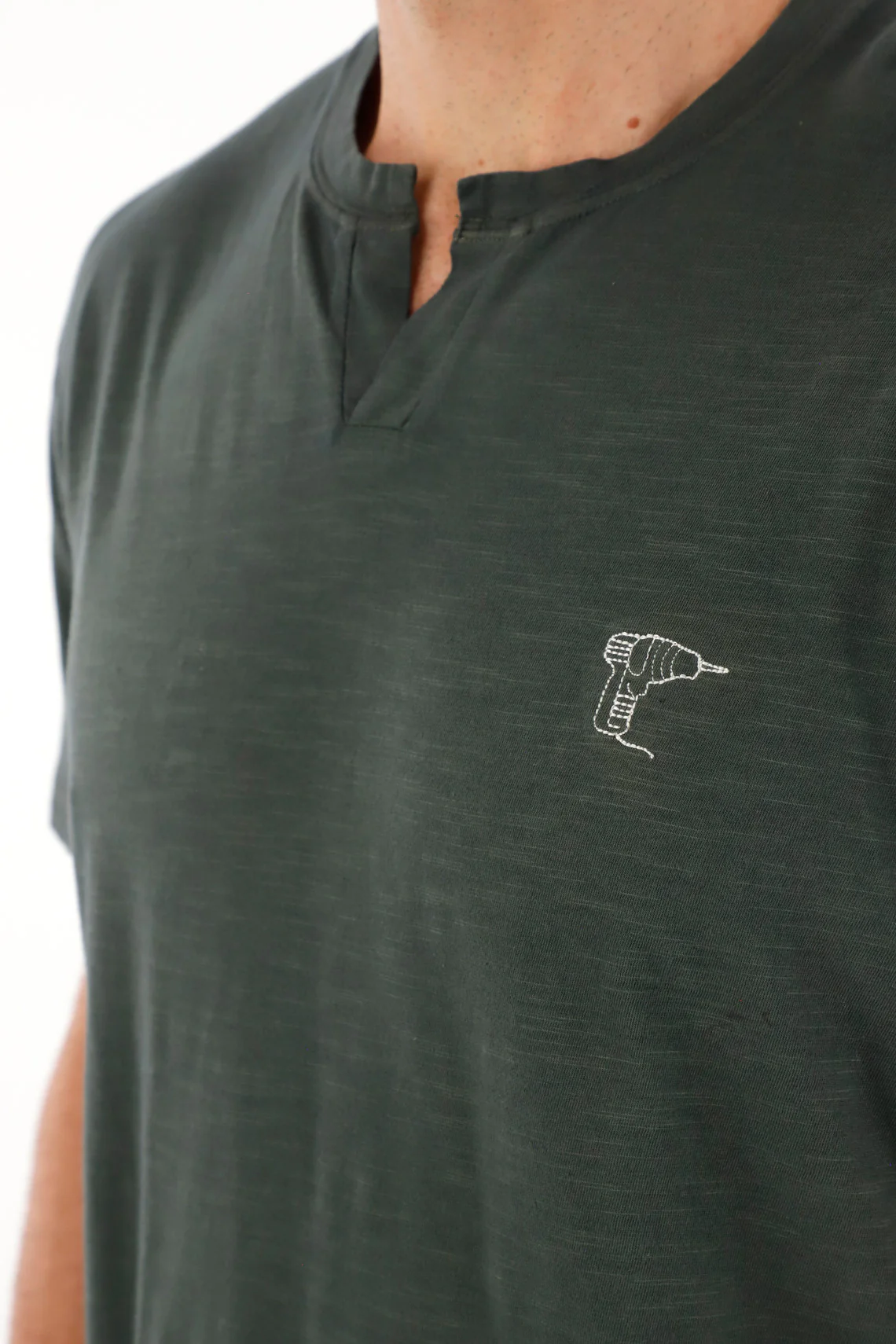 Men's blue t-shirt with decorative embroidery. - Image 3