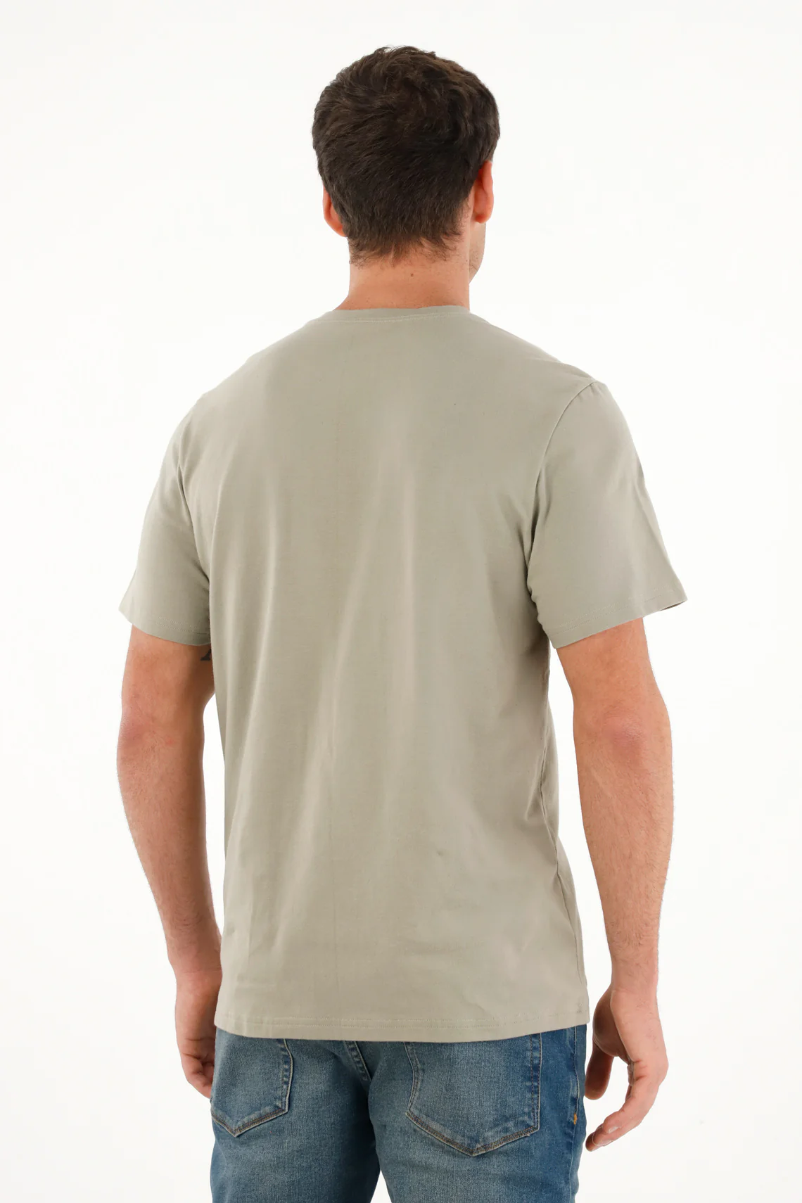 Men's Regular Fit Round Neck Green T-Shirt - Image 4