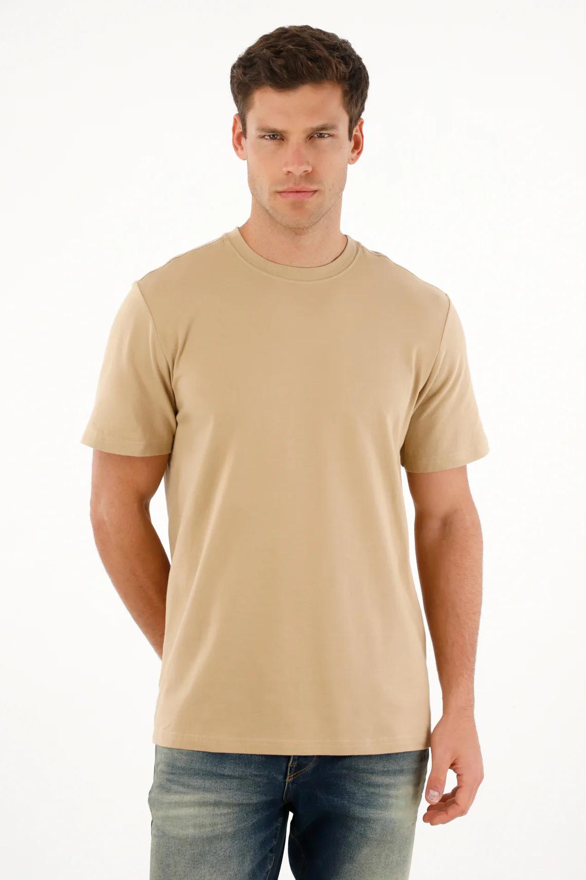 Men's Regular Fit Short Sleeve Brown T-Shirt - Image 2